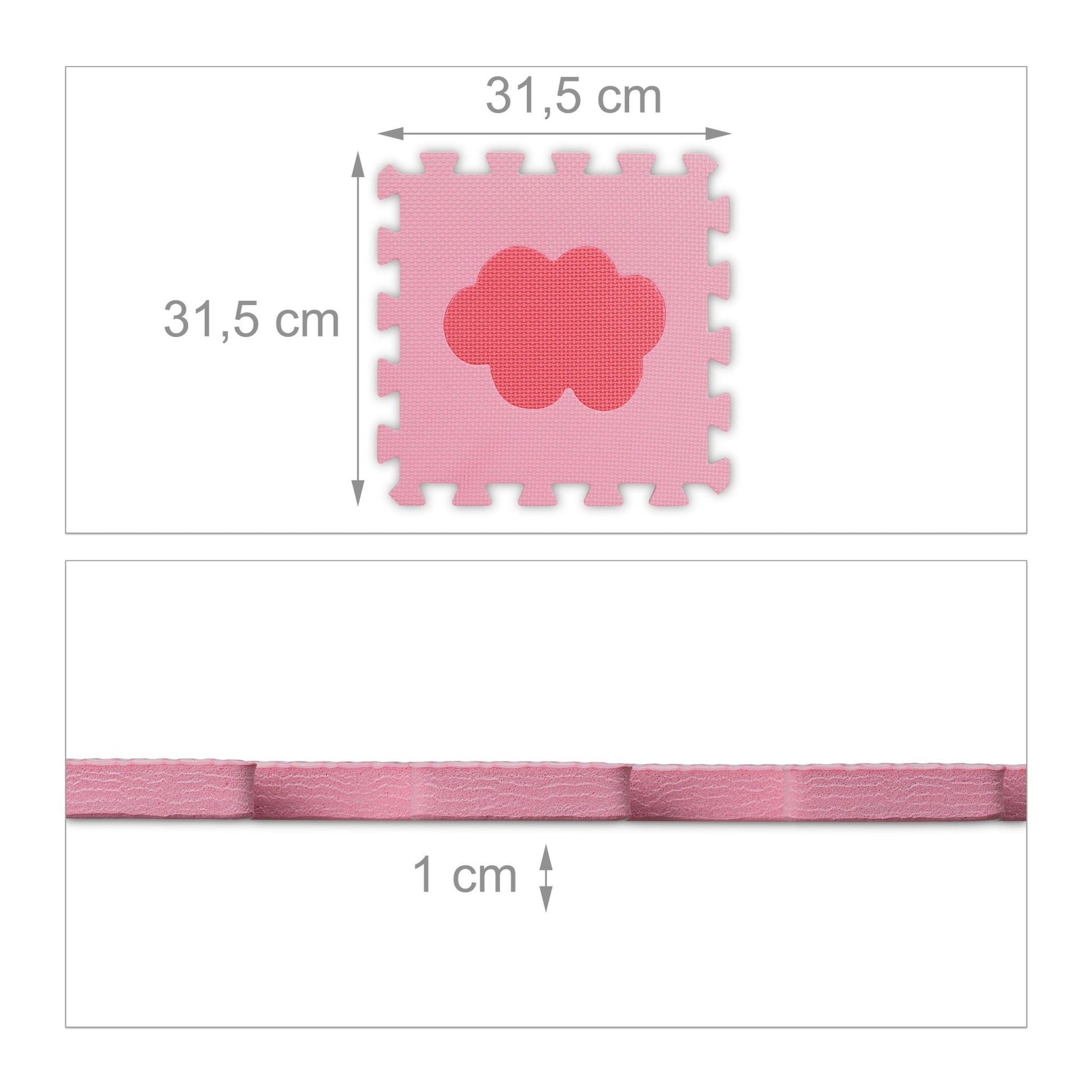 Puzzlematte mit Rand 52-tlg. Pink-Rosa von Relaxdays