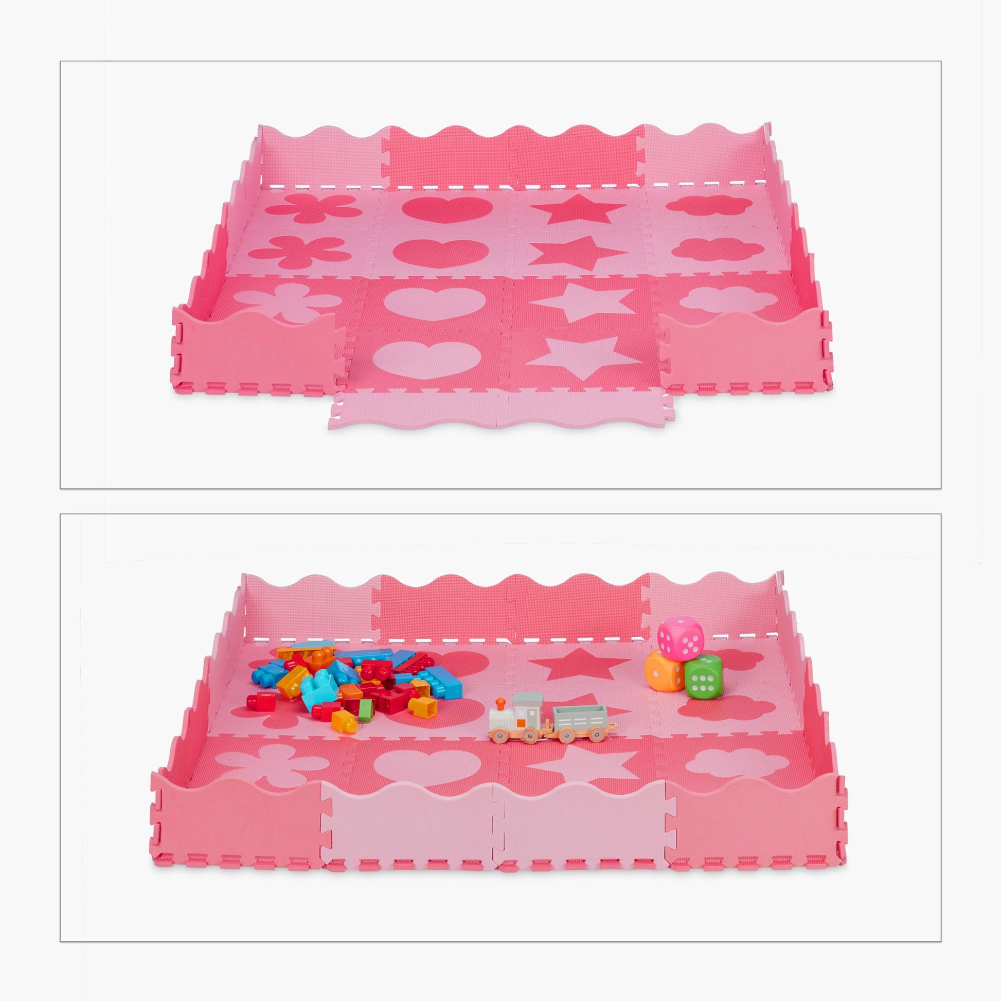 Puzzlematte mit Rand 52-tlg. Pink-Rosa von Relaxdays