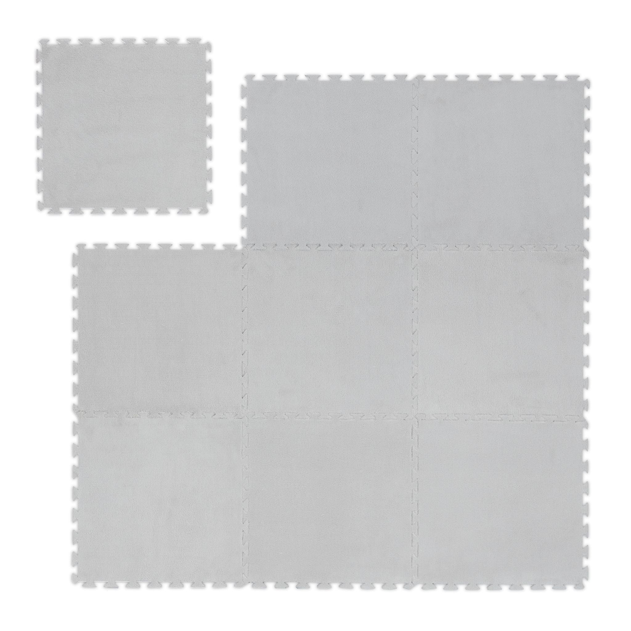 Flauschiger Puzzleteppich 9er-Set Grau von guteszeug.ch