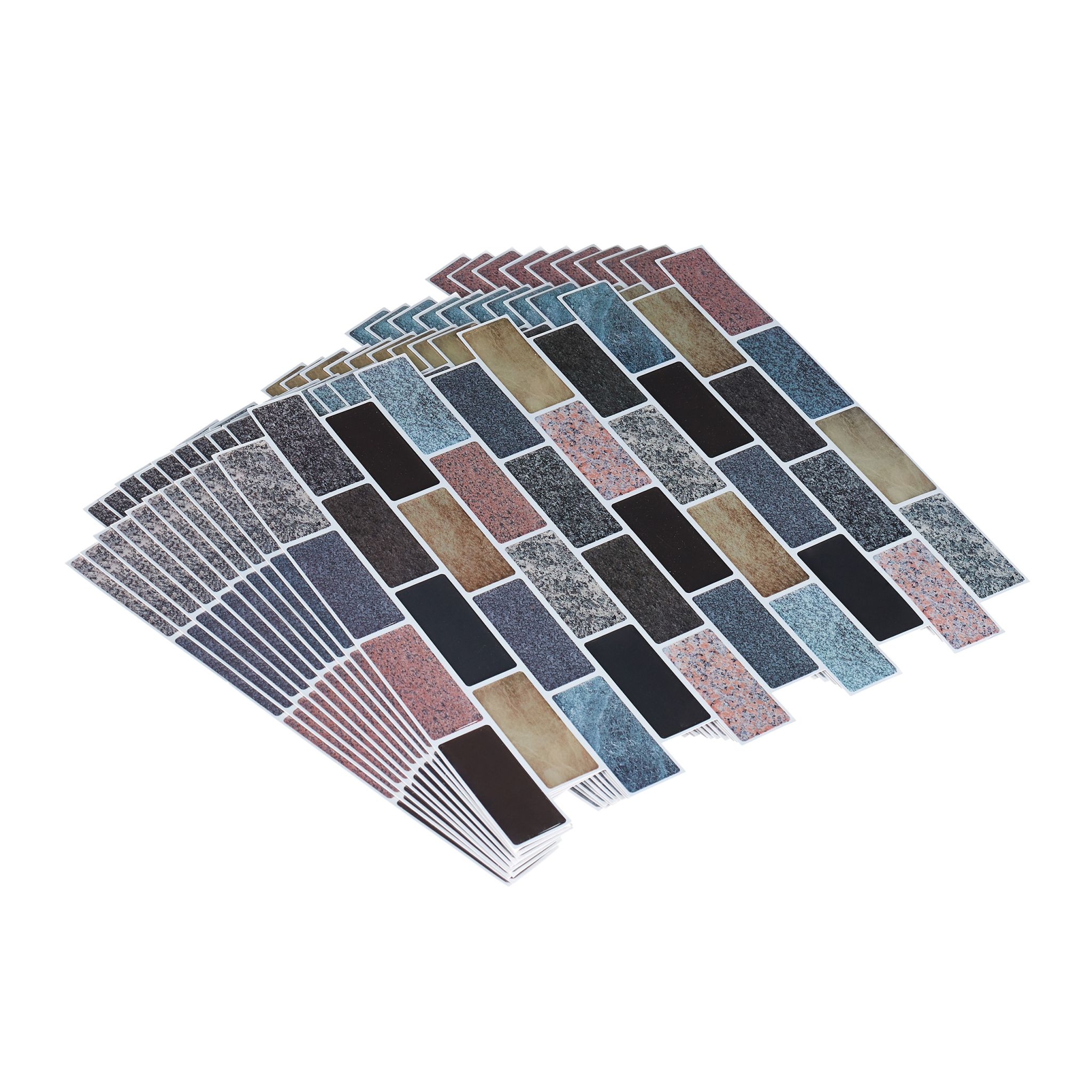 Fliesenaufkleber Steinoptik 10er-Set Beige-Schwarz-Grau von Relaxdays
