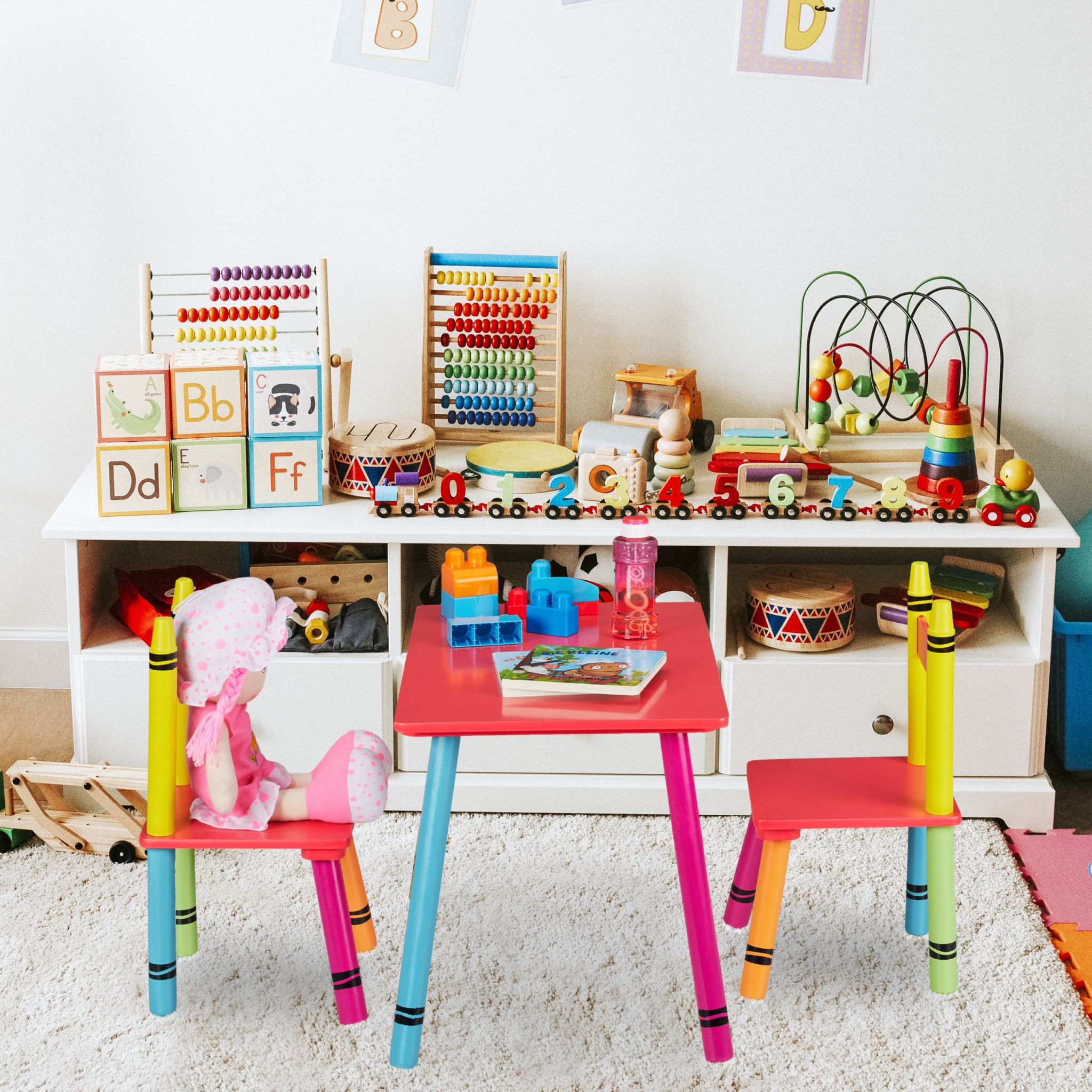 Kindersitzgruppe 3tlg. Gelb-Grün-Rot von Relaxdays
