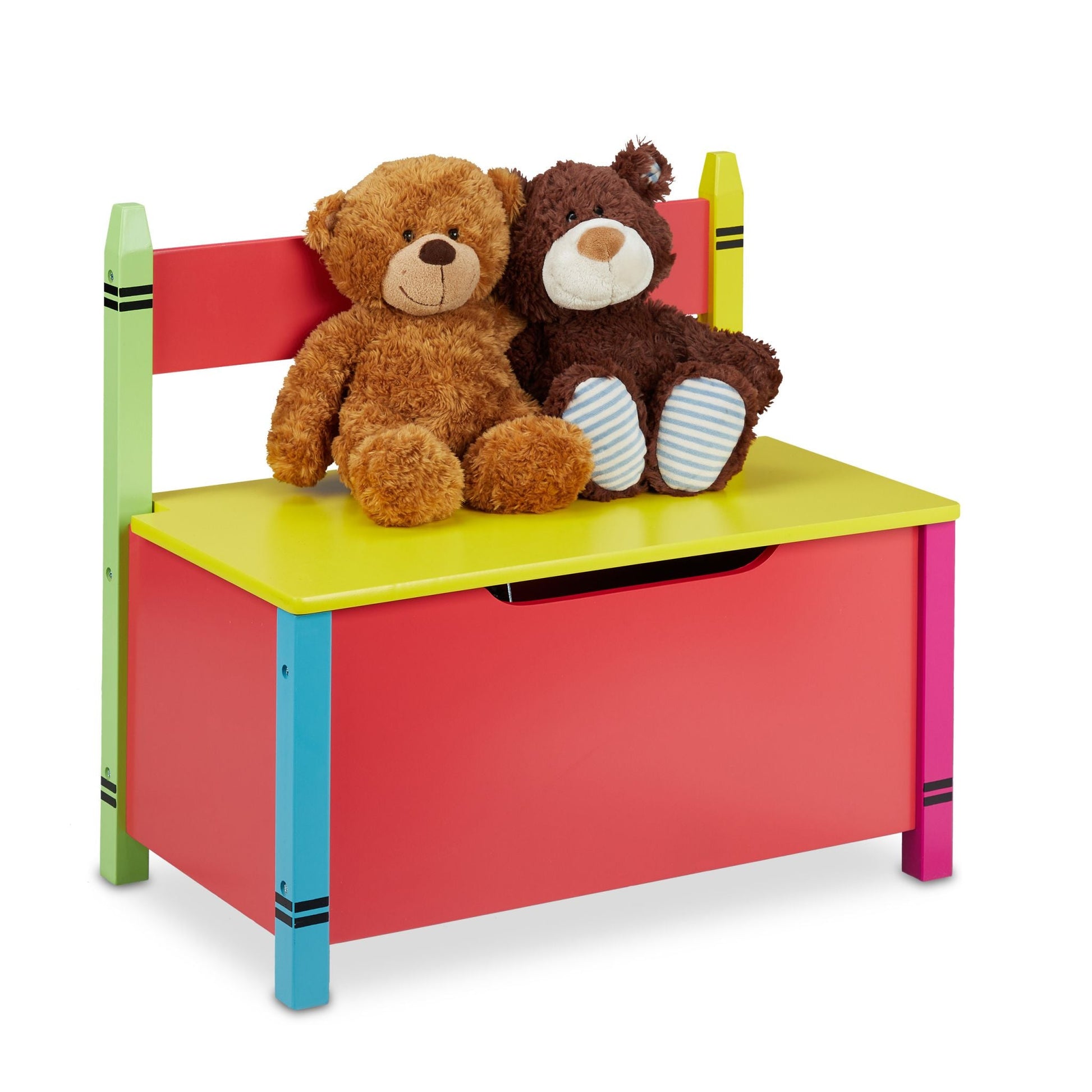 Kindersitzbank mit Stauraum Gelb-Grün-Rot von Relaxdays