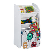 Schmales Kinderregal mit Monstern Weiss-Gelb-Rot von Relaxdays