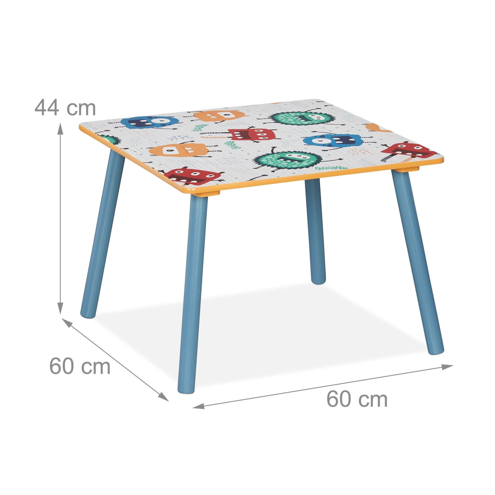 Kindersitzgruppe Monster-Motiv 3tlg. Weiss-Blau-Gelb von Relaxdays