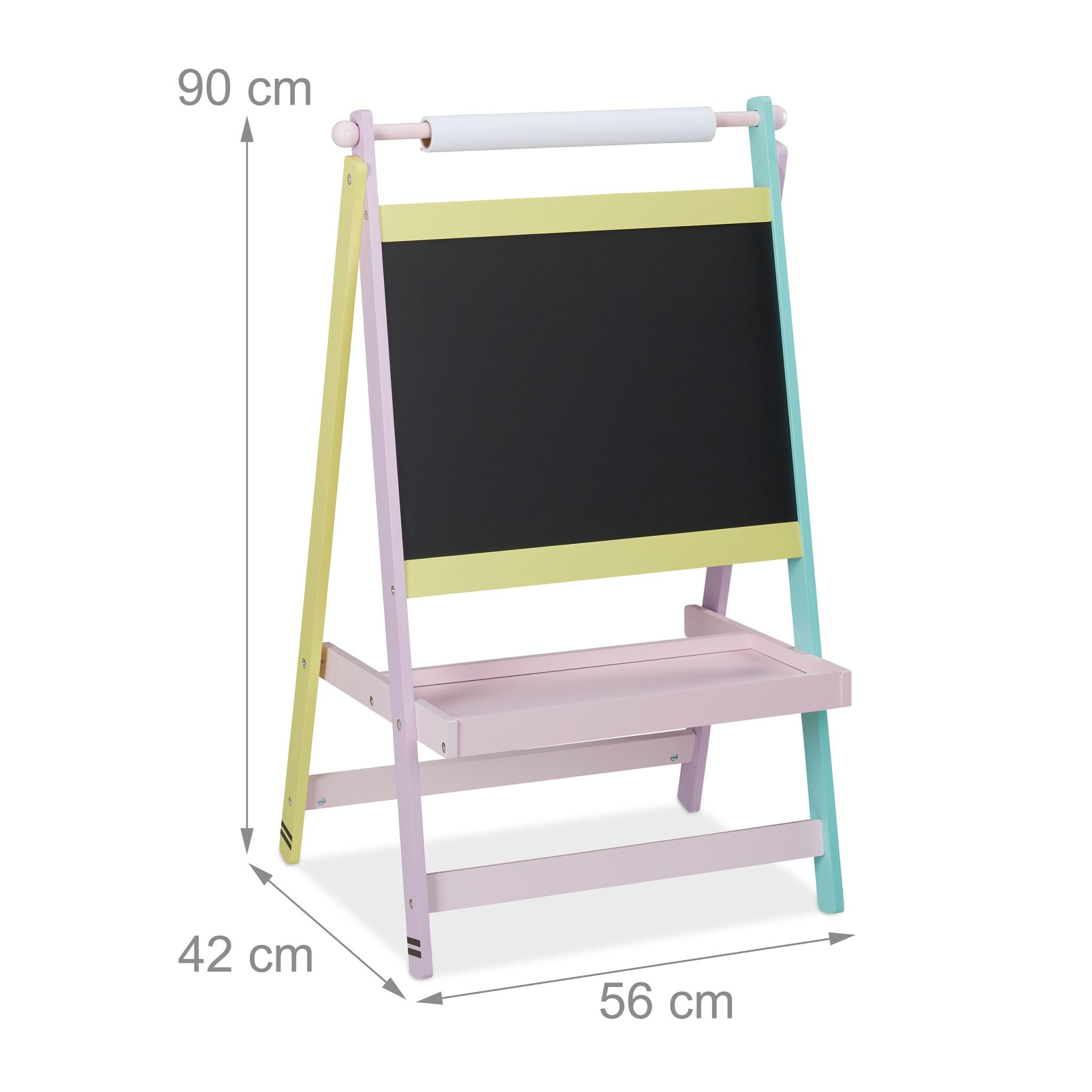 Kindertafel mit Papierrolle Gelb-Lila-Schwarz von Relaxdays