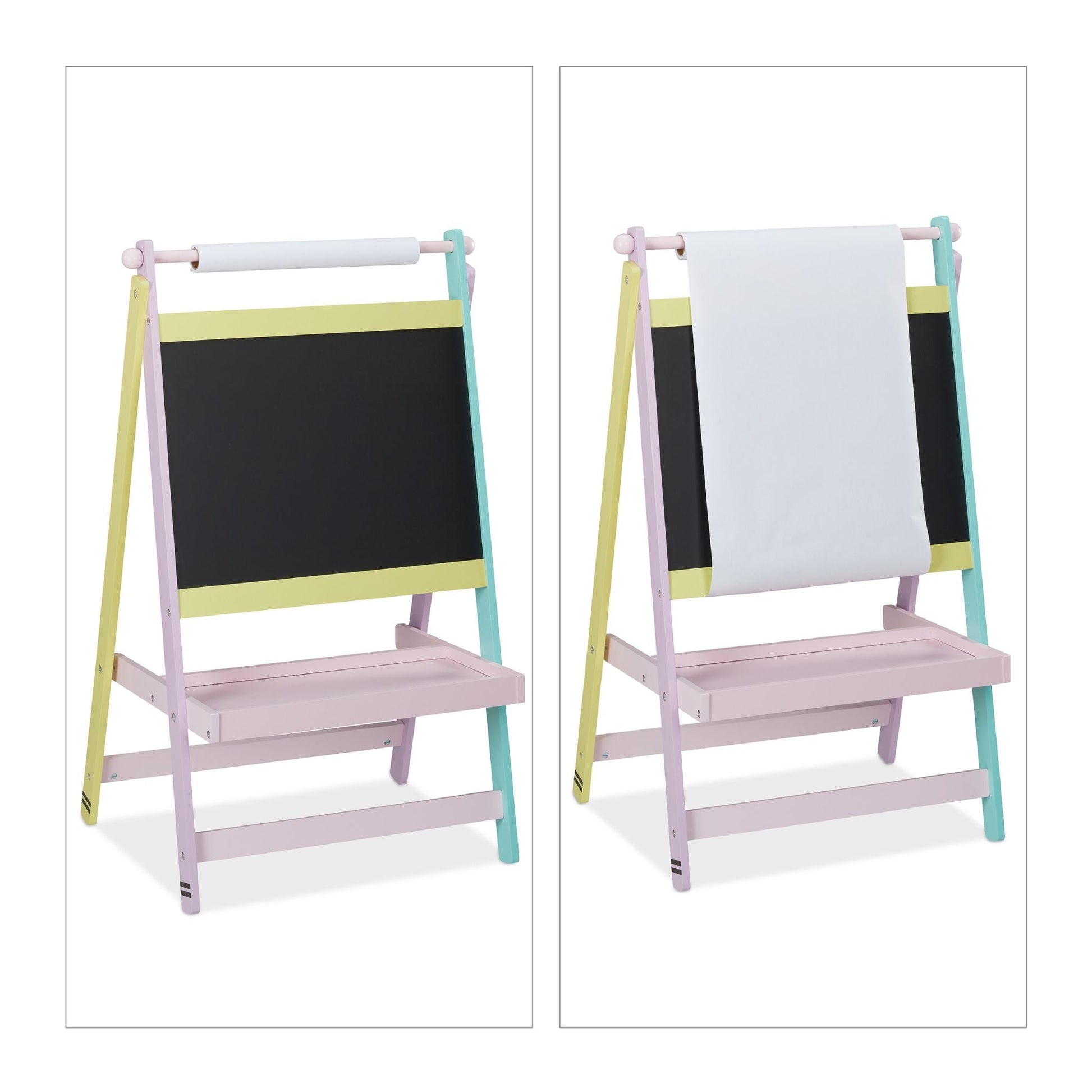 Kindertafel mit Papierrolle Gelb-Lila-Schwarz von Relaxdays