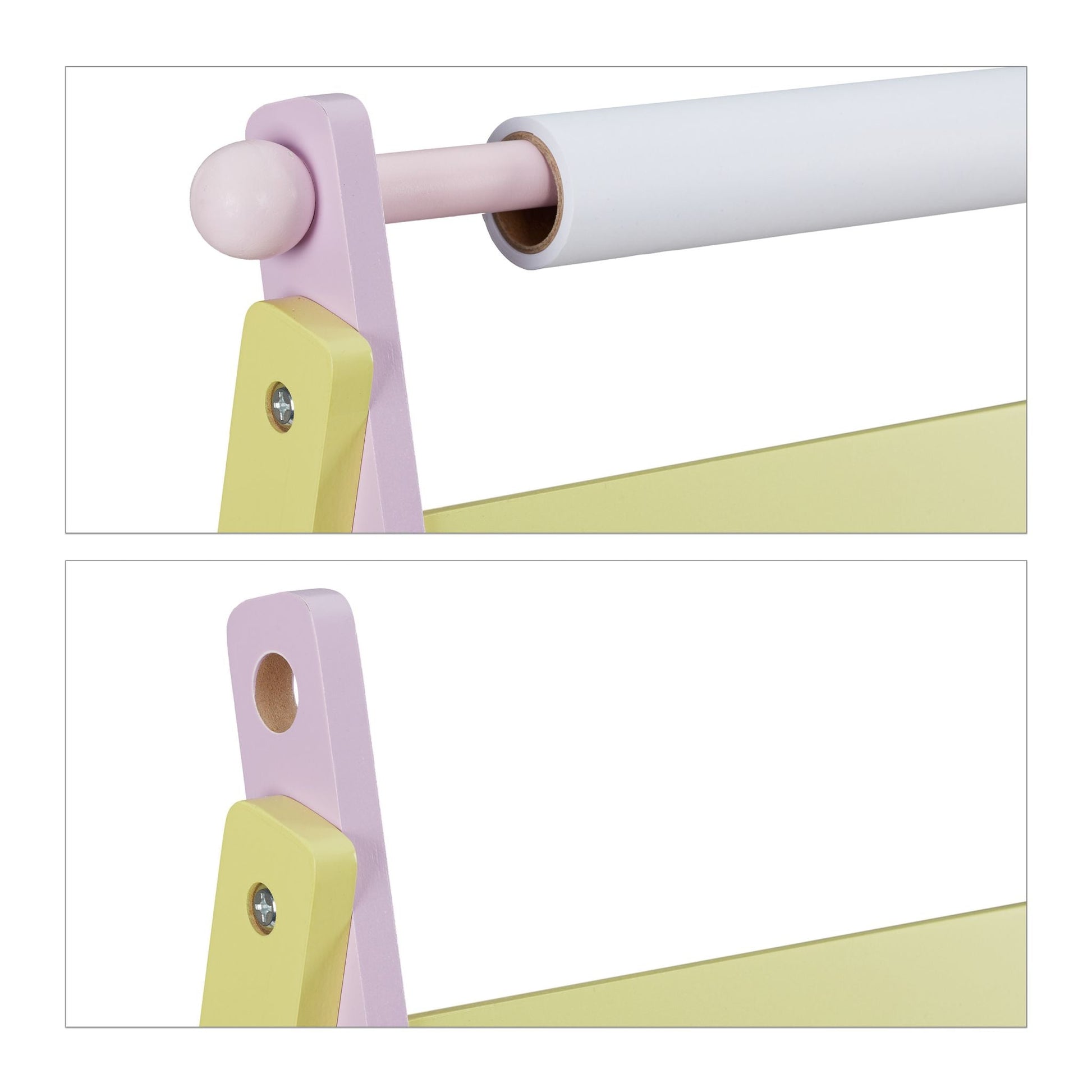 Kindertafel mit Papierrolle Gelb-Lila-Schwarz von Relaxdays