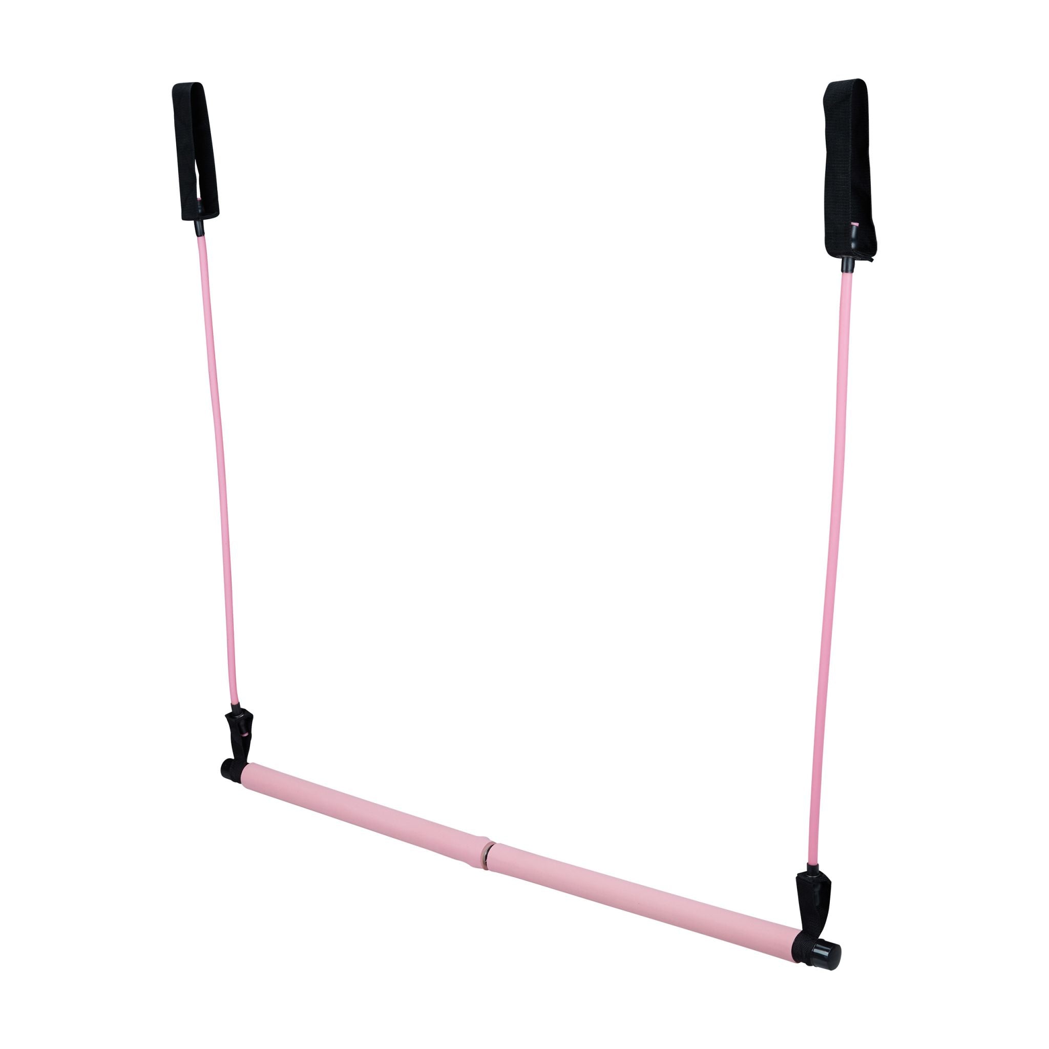 Pilatesstab mit Widerstandsbändern Pink-Schwarz von Relaxdays