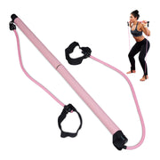 Pilatesstab mit Widerstandsbändern Pink-Schwarz von Relaxdays