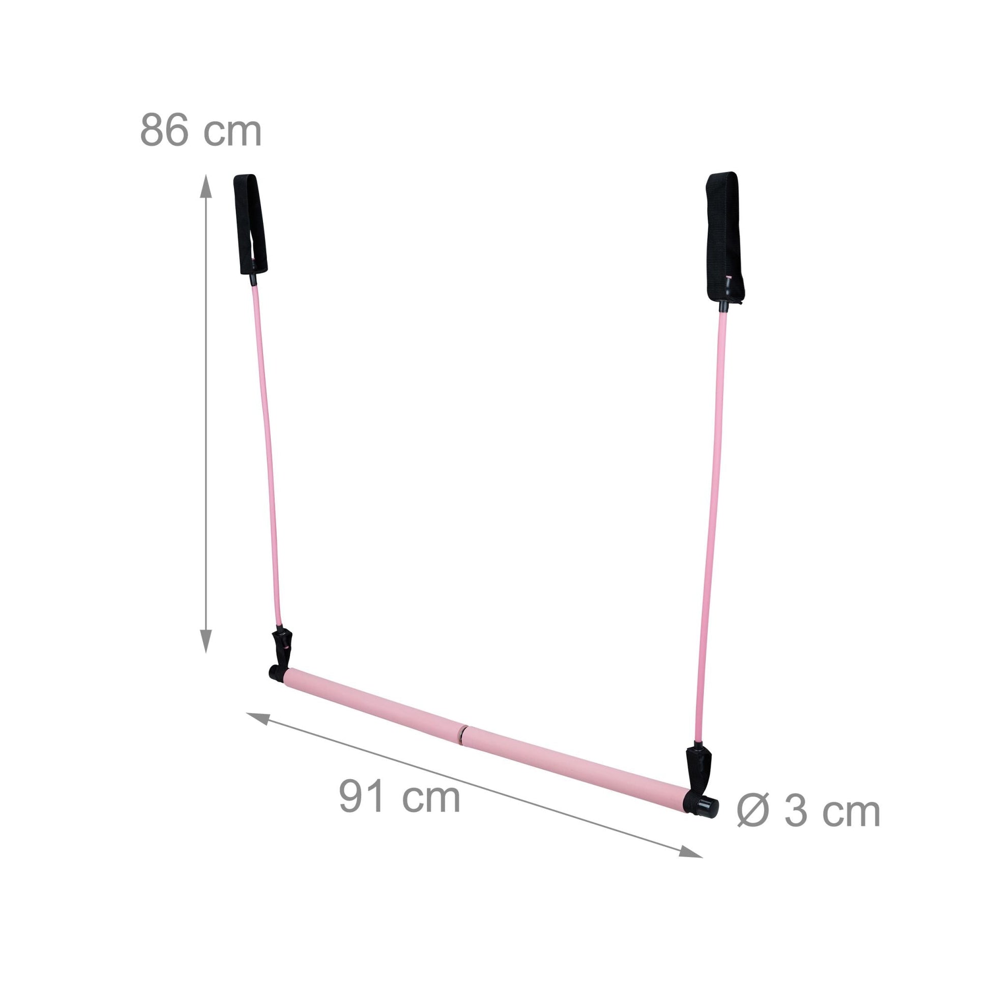 Pilatesstab mit Widerstandsbändern Pink-Schwarz von Relaxdays