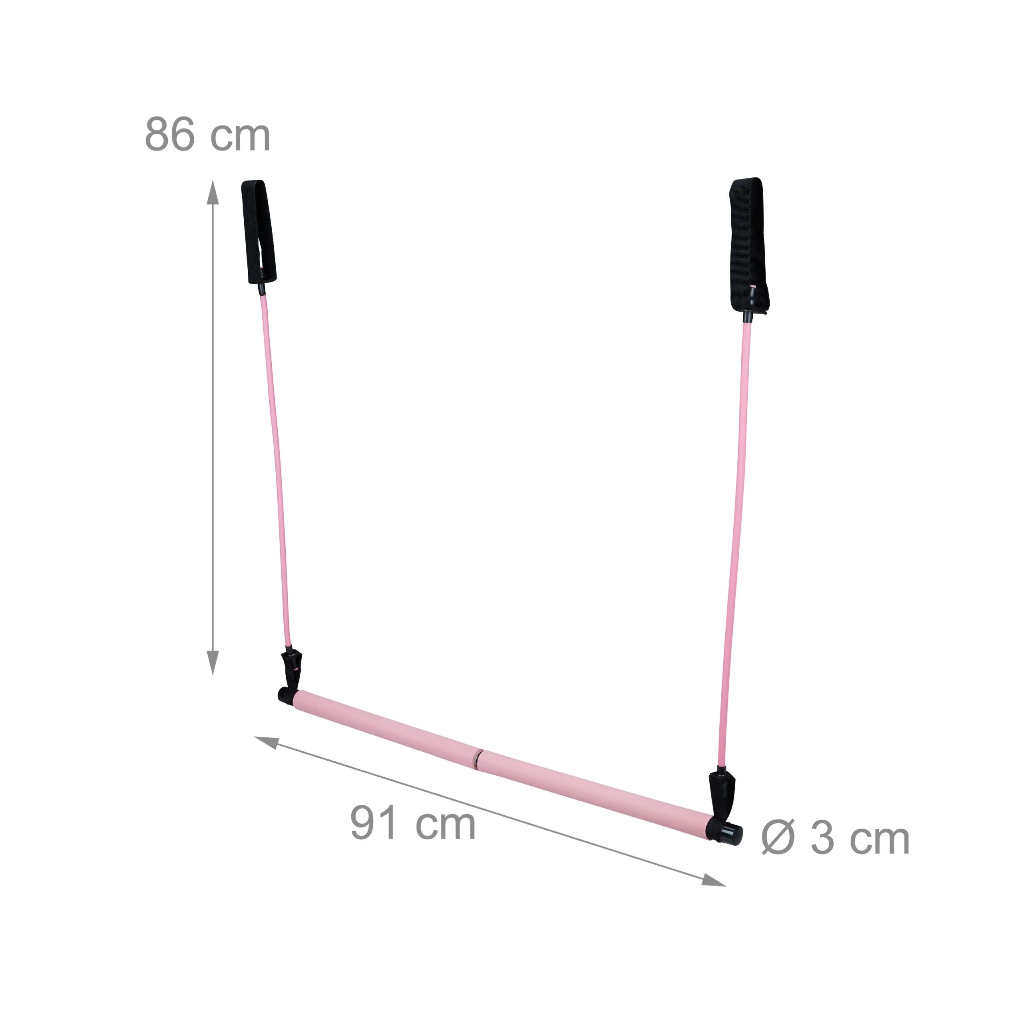 Pilatesstab mit Widerstandsbändern Pink-Schwarz von Relaxdays