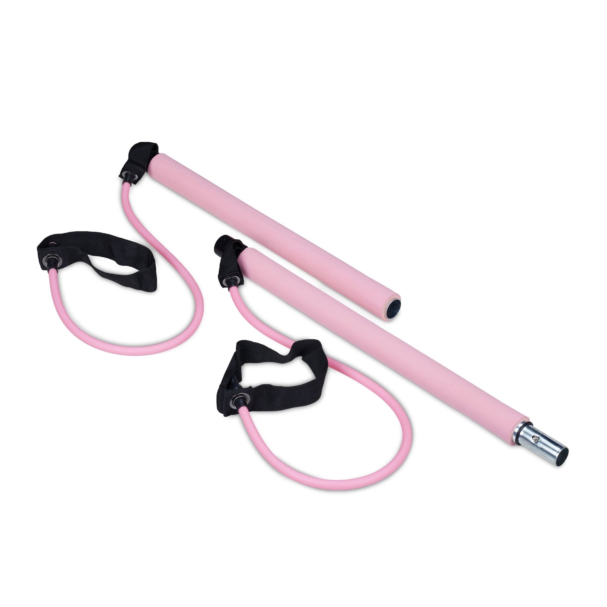 Pilatesstab mit Widerstandsbändern Pink-Schwarz von Relaxdays
