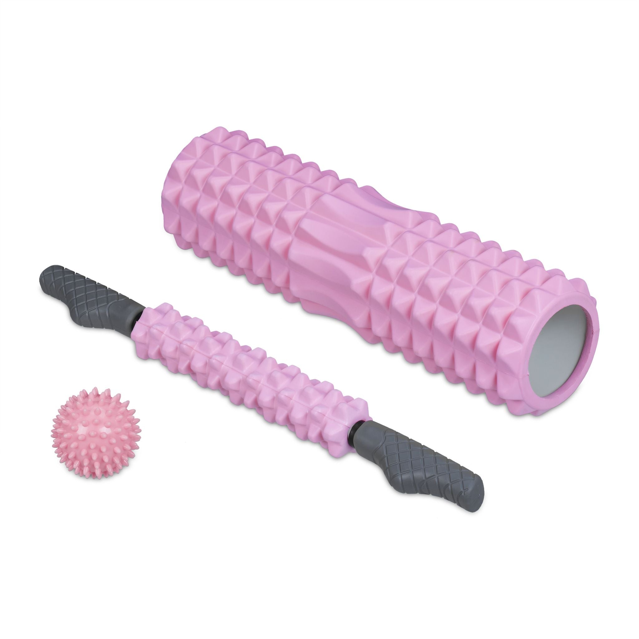 Faszienrolle 3er-Set Rosa-Grau von Relaxdays