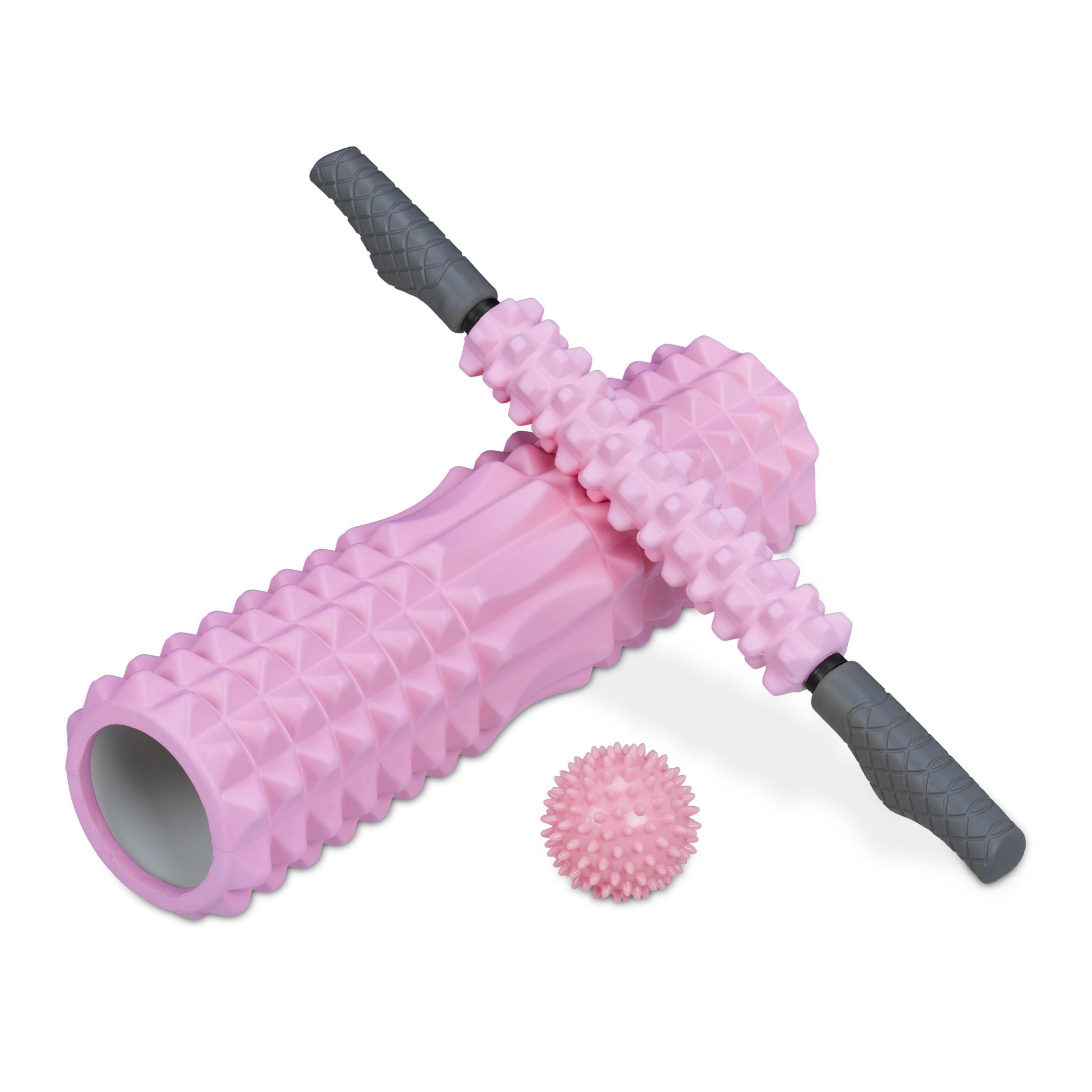Faszienrolle 3er-Set Rosa-Grau von Relaxdays