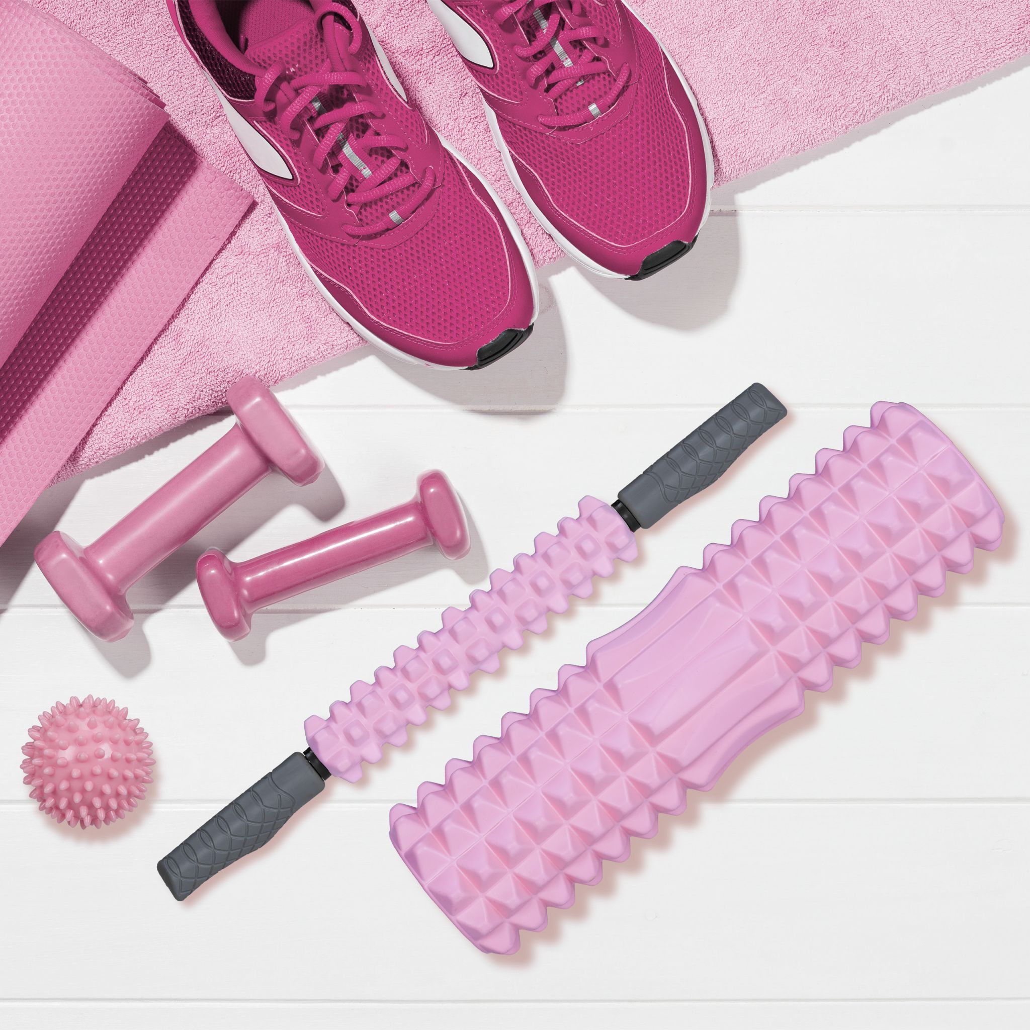 Faszienrolle 3er-Set Rosa-Grau von Relaxdays
