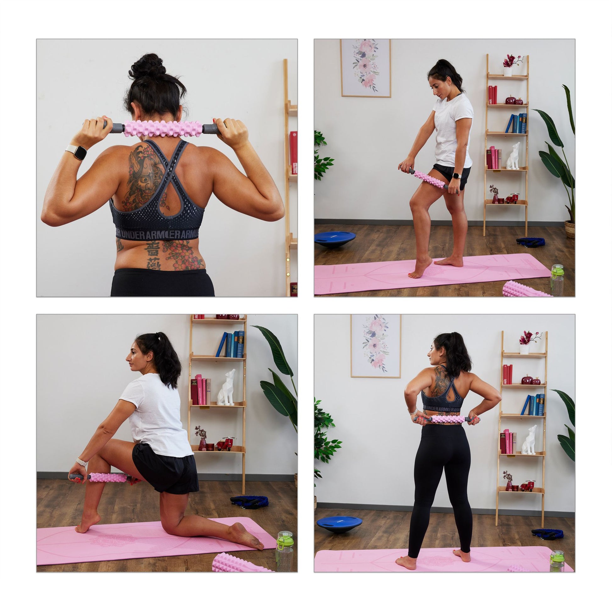 Faszienrolle 3er-Set Rosa-Grau von Relaxdays