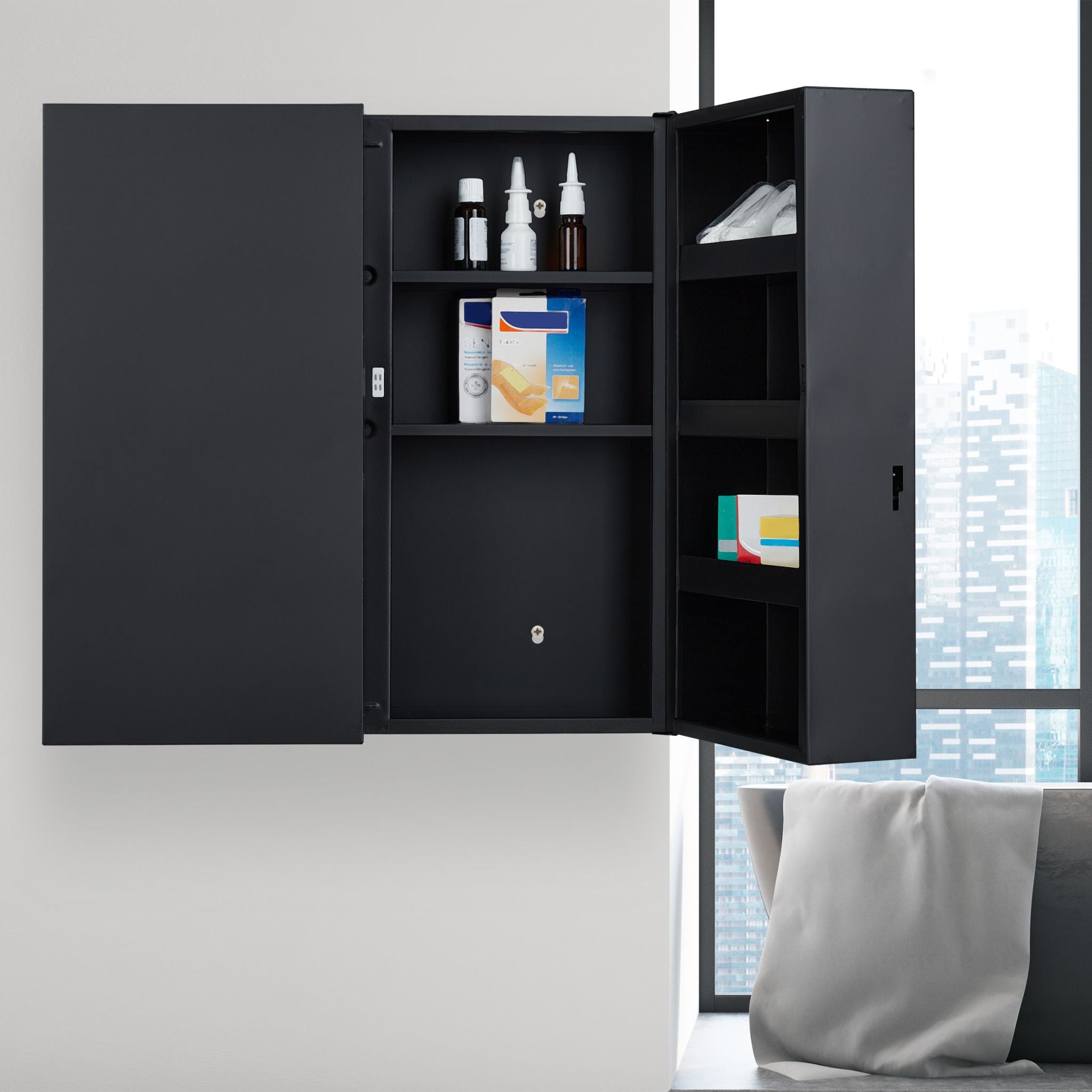 Medizinschrank XXL in Anthrazit Anthrazit von Relaxdays