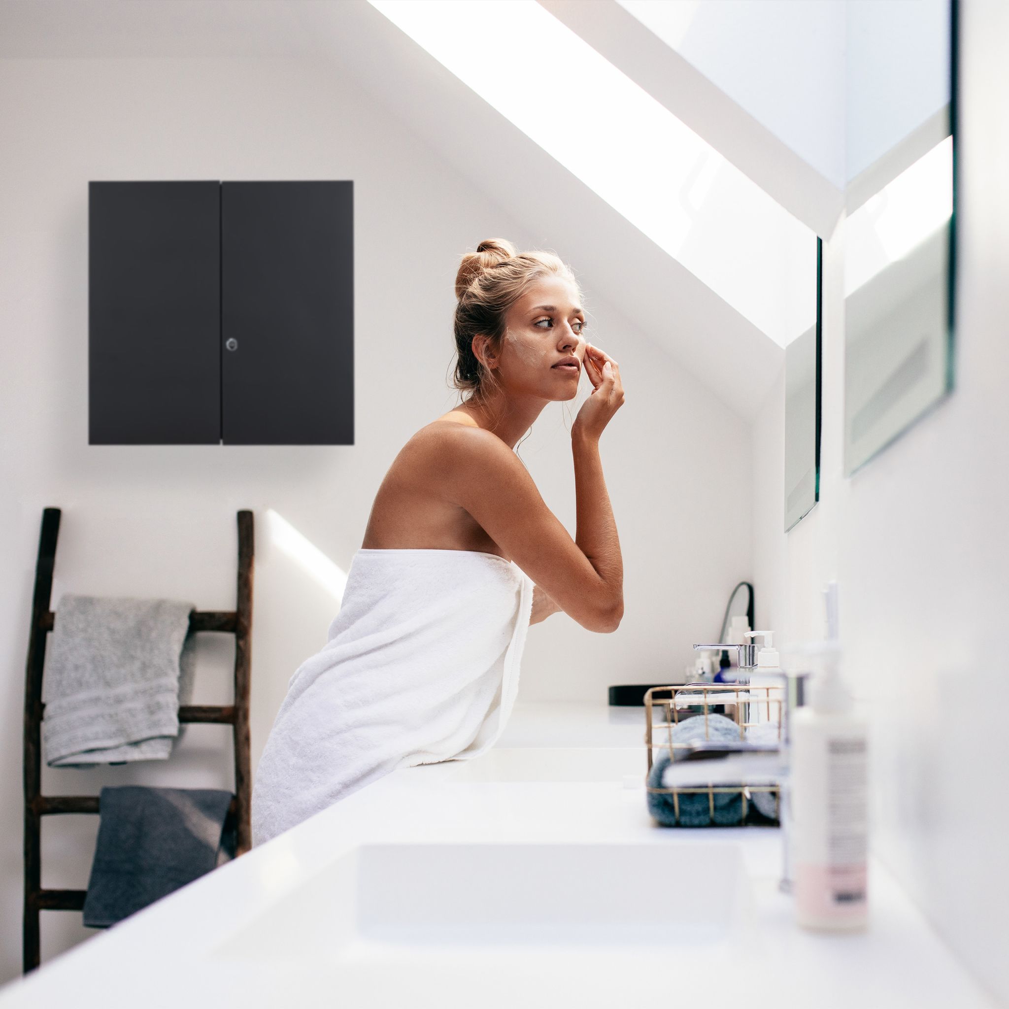 Medizinschrank XXL in Anthrazit Anthrazit von Relaxdays
