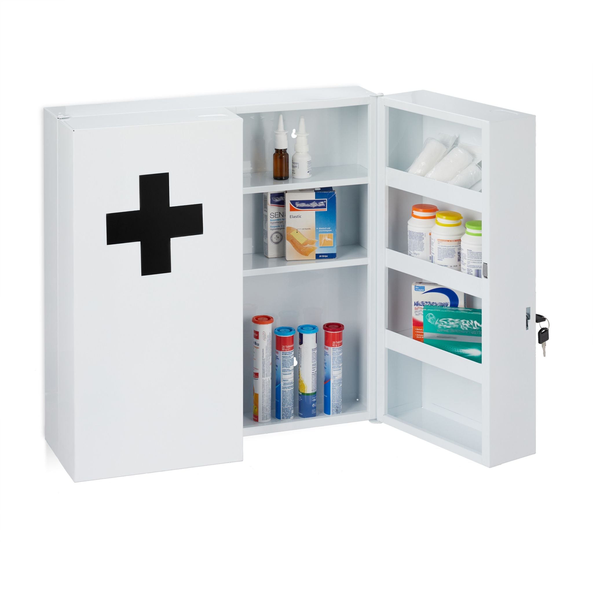 Medizinschrank XXL in Weiss Weiss-Schwarz von Relaxdays