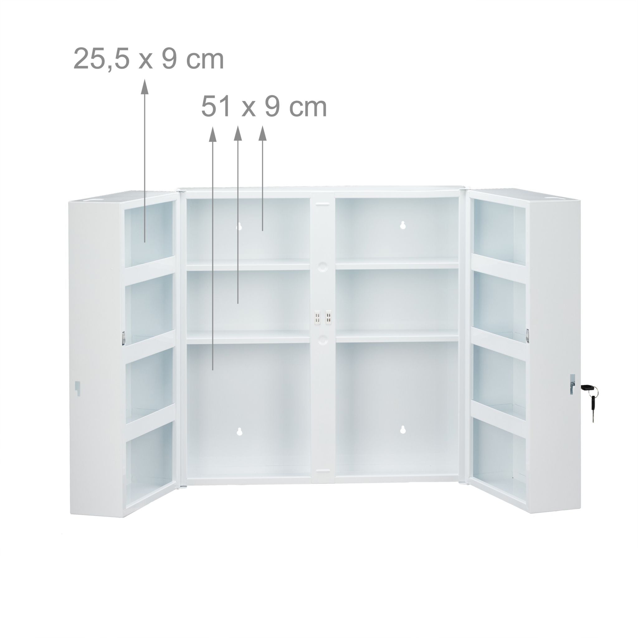 Medizinschrank XXL in Weiss Weiss-Schwarz von Relaxdays