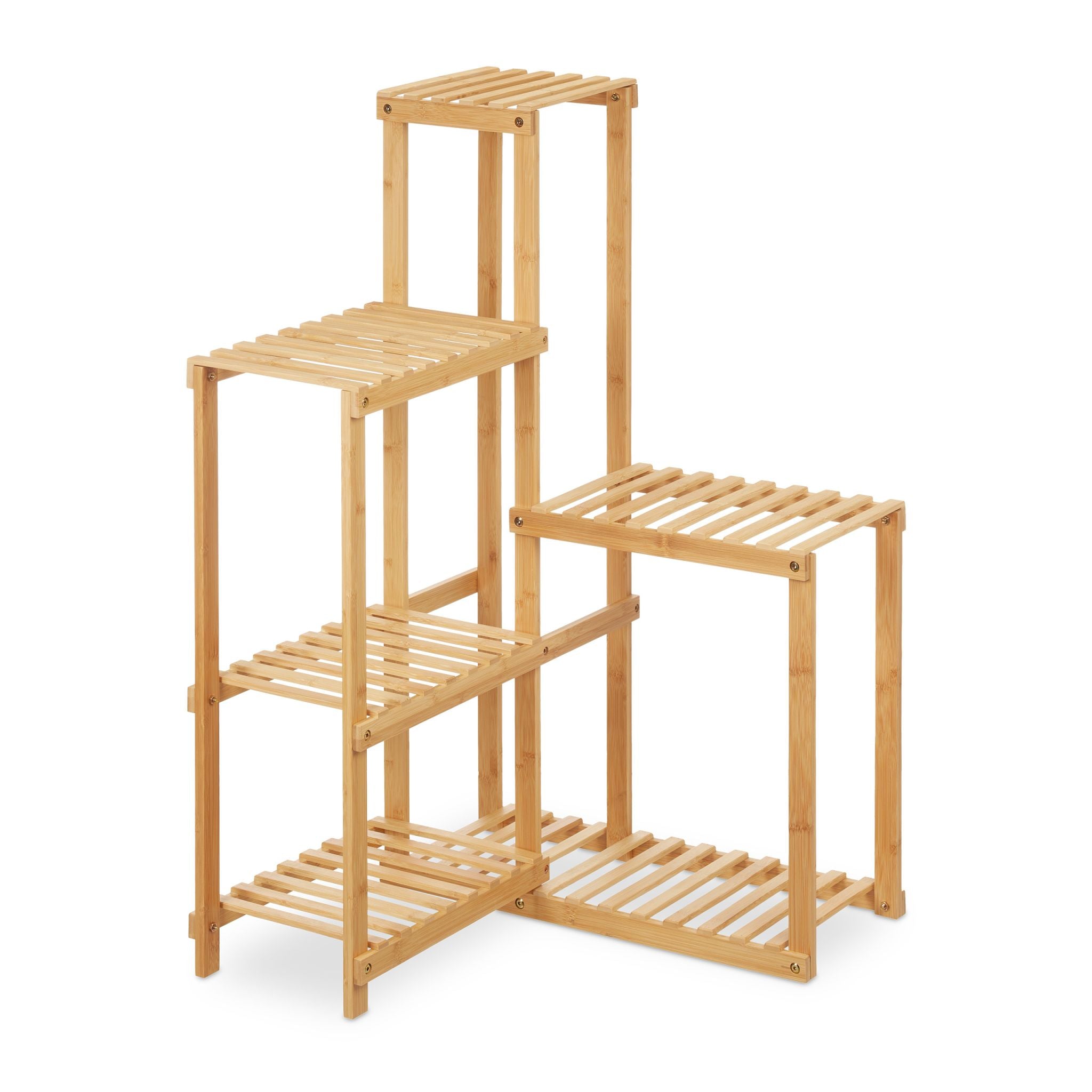 Eck Pflanzenregal Bambus Hellbraun von Relaxdays