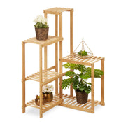 Eck Pflanzenregal Bambus Hellbraun von Relaxdays