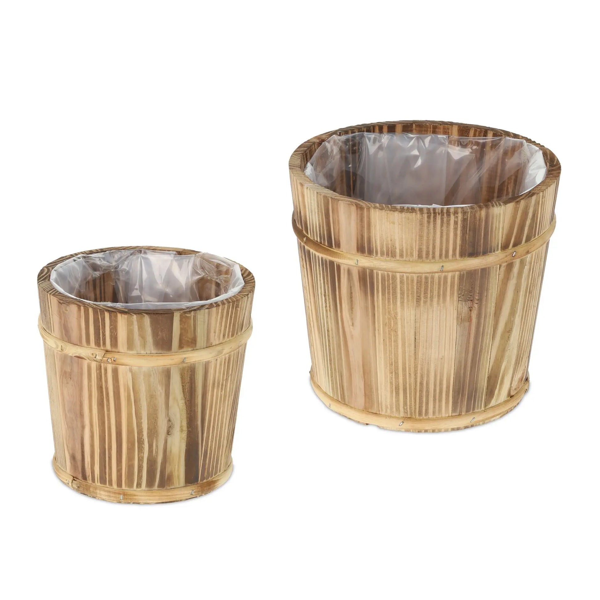 Blumentopf Holz 2er-Set Braun-Hellbraun von Relaxdays