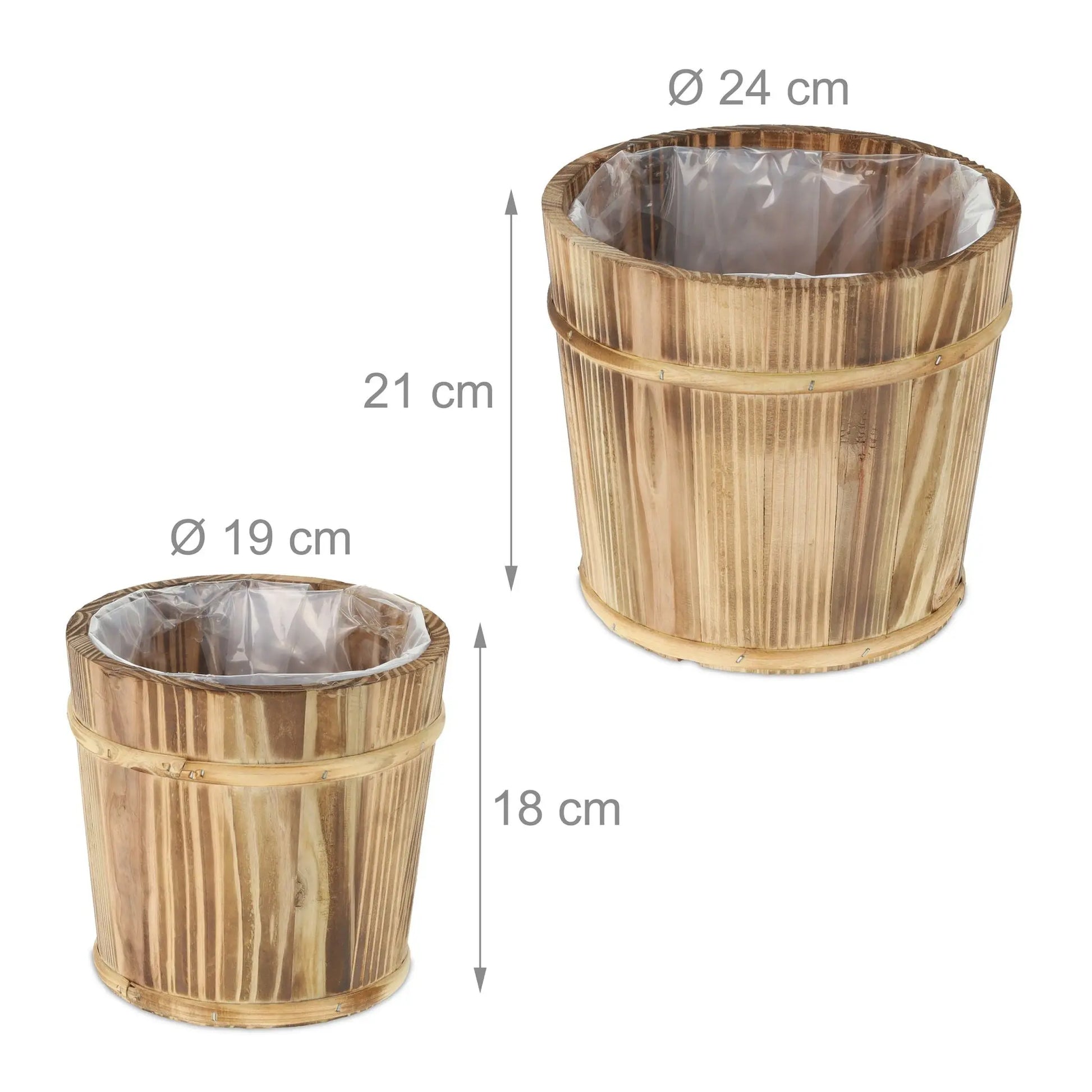 Blumentopf Holz 2er-Set Braun-Hellbraun von Relaxdays