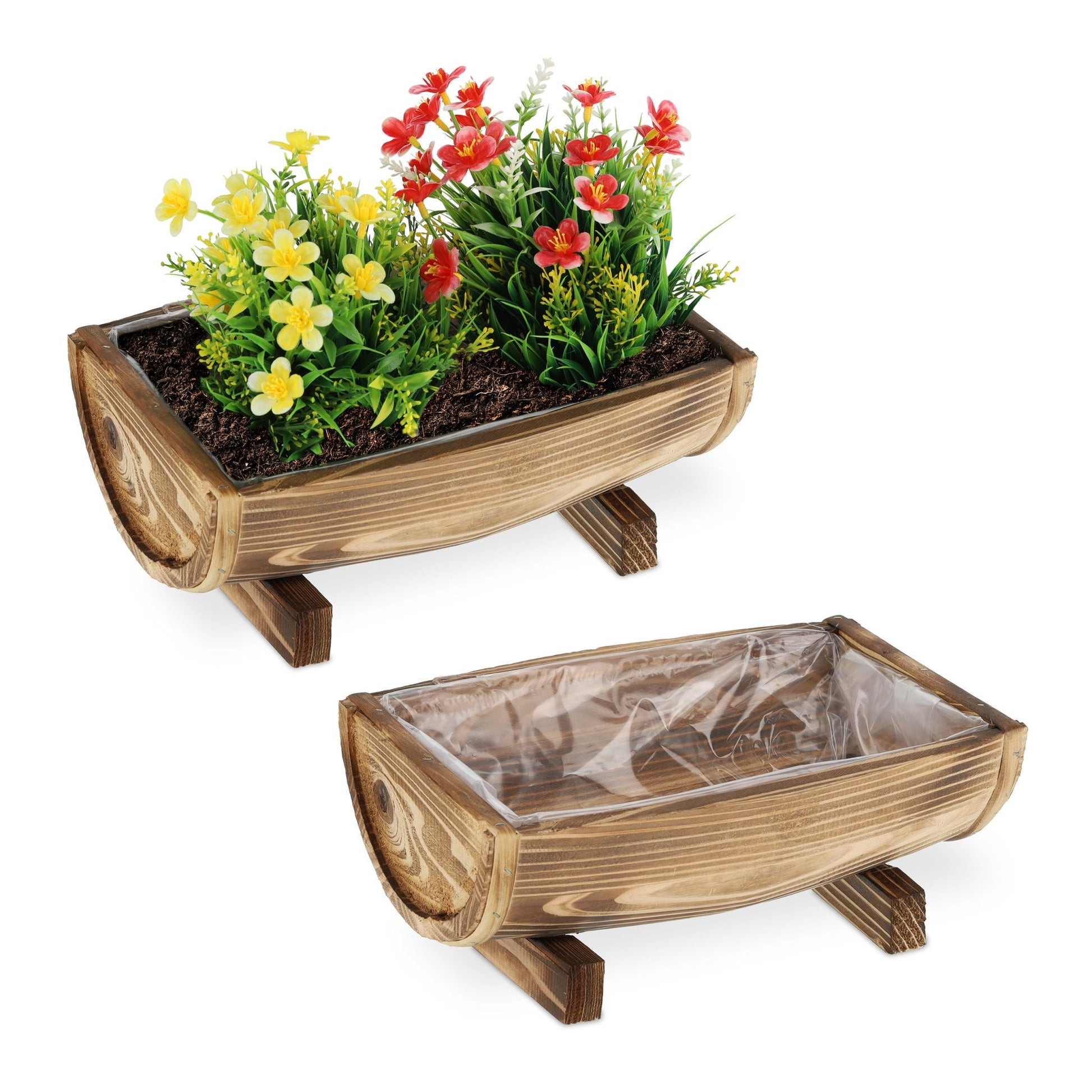 Blumenkasten Holz 2er-Set Braun von Relaxdays