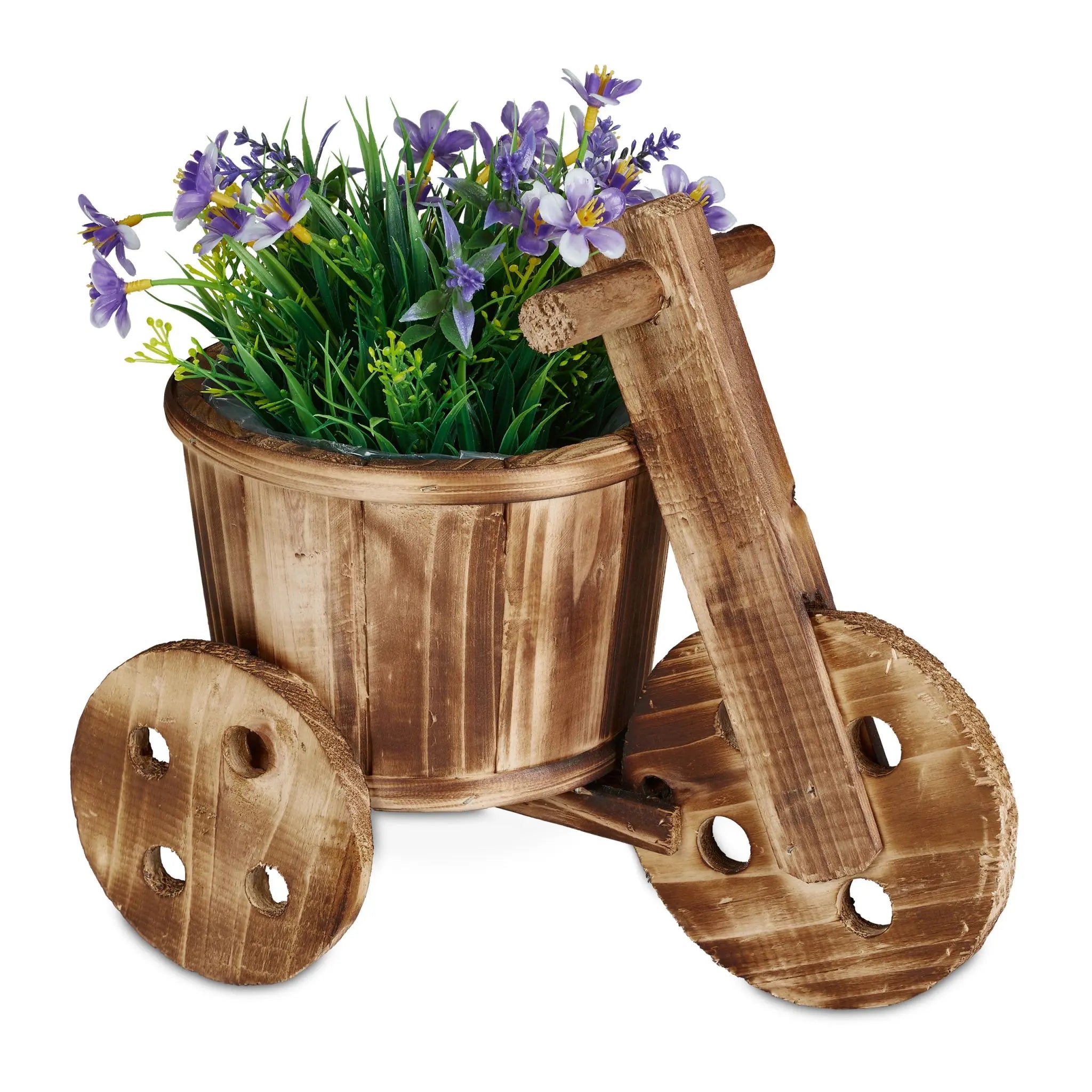 Blumenfahrrad Holz Hellbraun von Relaxdays