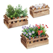 Blumenkasten Zaunoptik Holz 3er-Set Braun-Transparent von Relaxdays