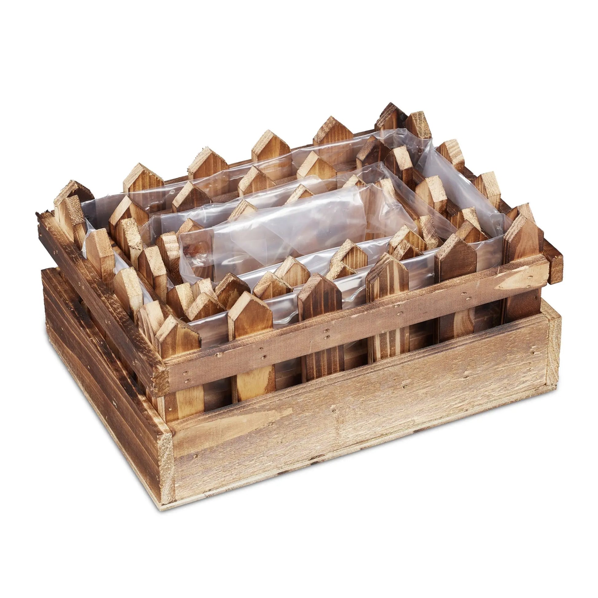 Blumenkasten Zaunoptik Holz 3er-Set Braun-Transparent von Relaxdays