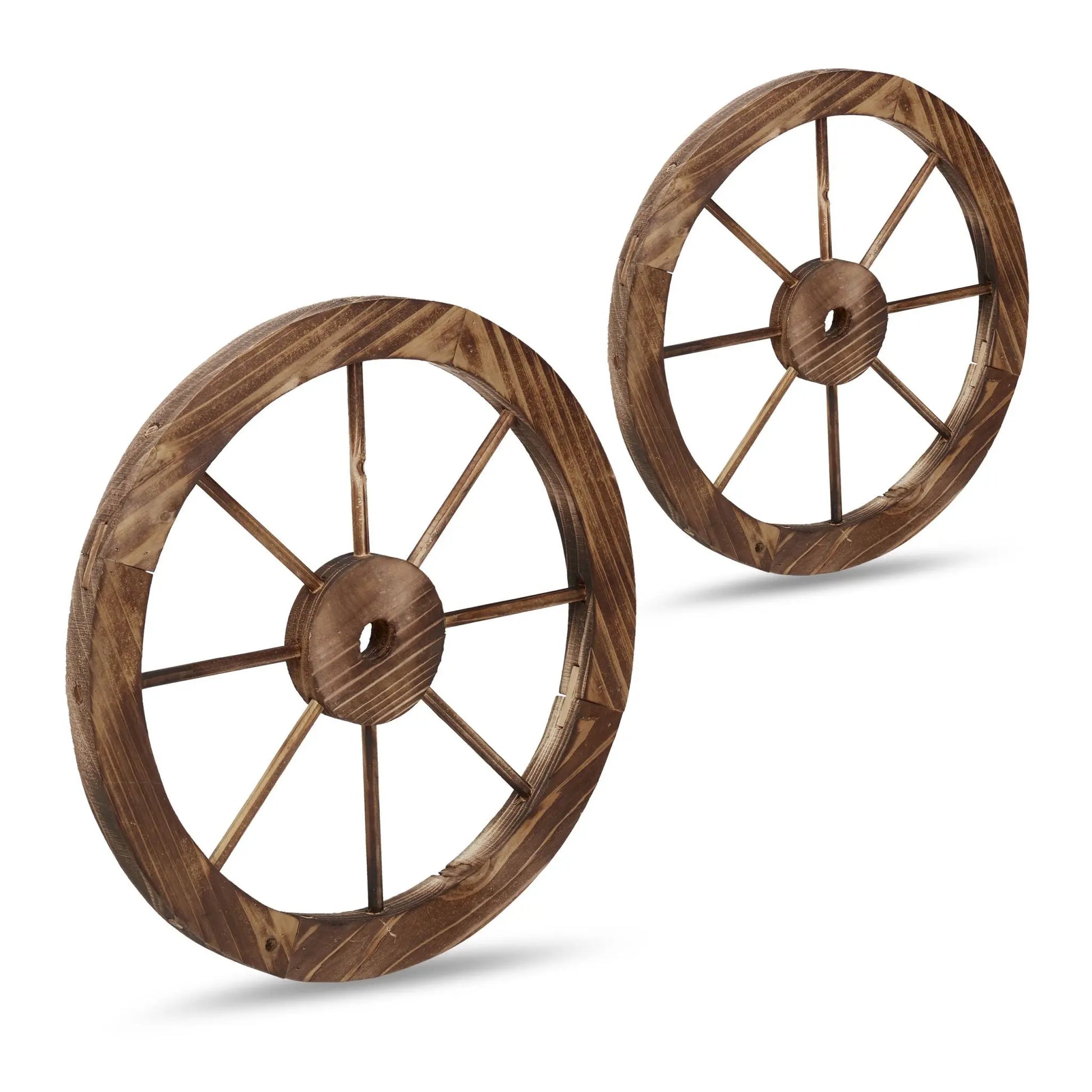 Wagenrad Holz 2er-Set Braun von Relaxdays