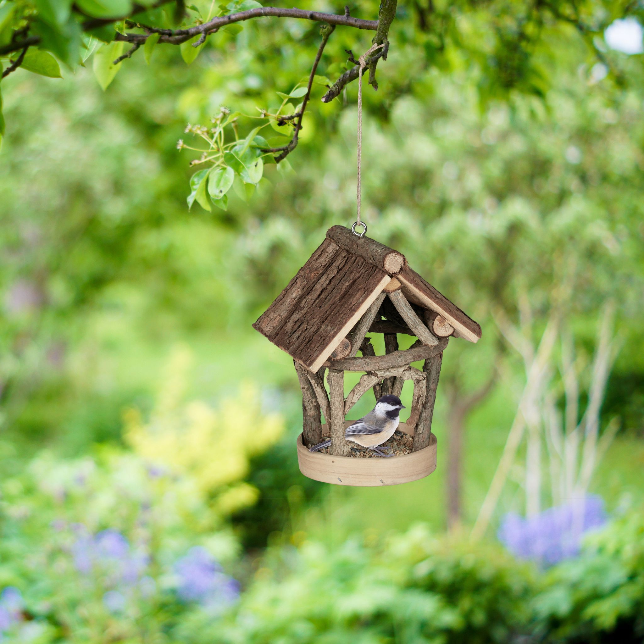 Vogelfutterhaus zum Aufhängen Hellbraun von Relaxdays