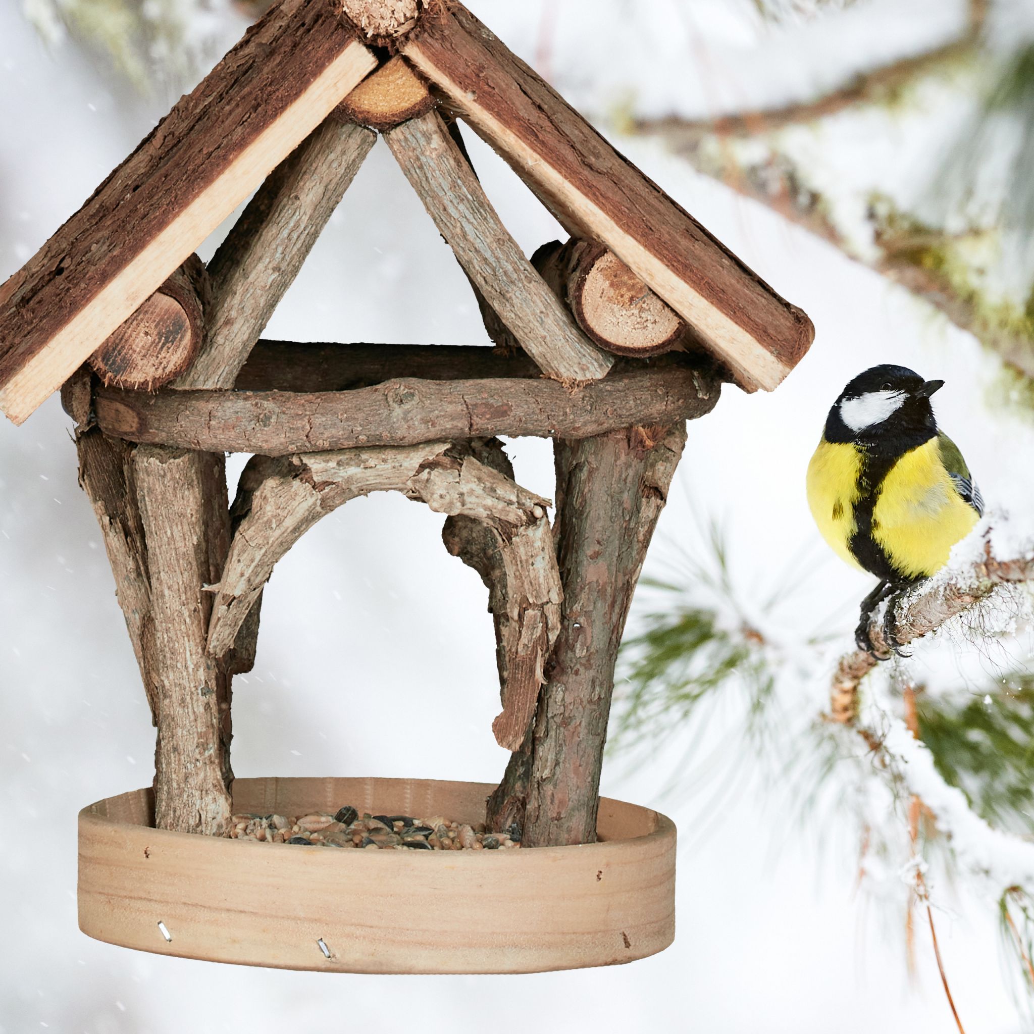 Vogelfutterhaus zum Aufhängen Hellbraun von Relaxdays