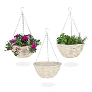Geflochtene Blumenampel 3er-Set Beige von Relaxdays