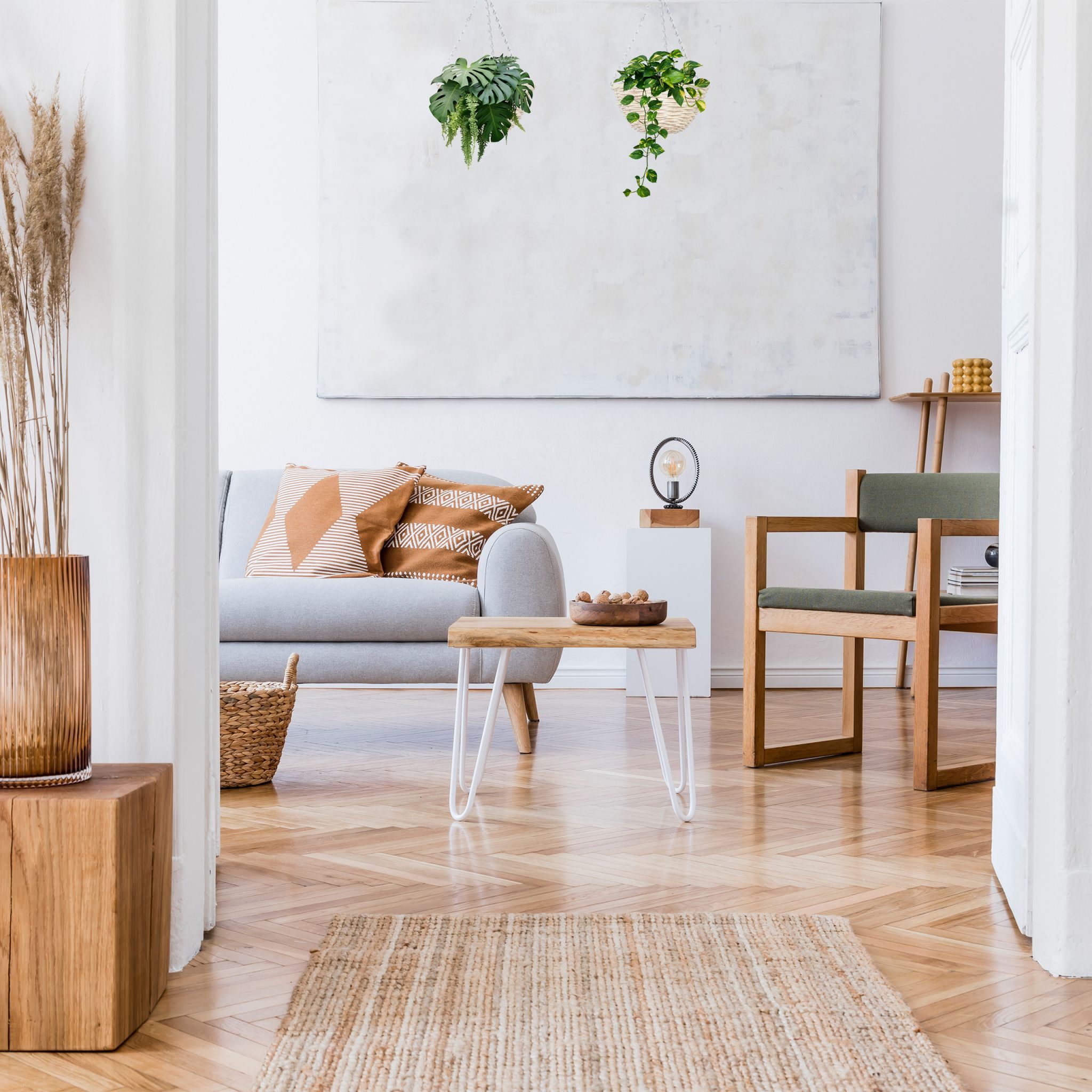 Geflochtene Blumenampel 3er-Set Beige von Relaxdays