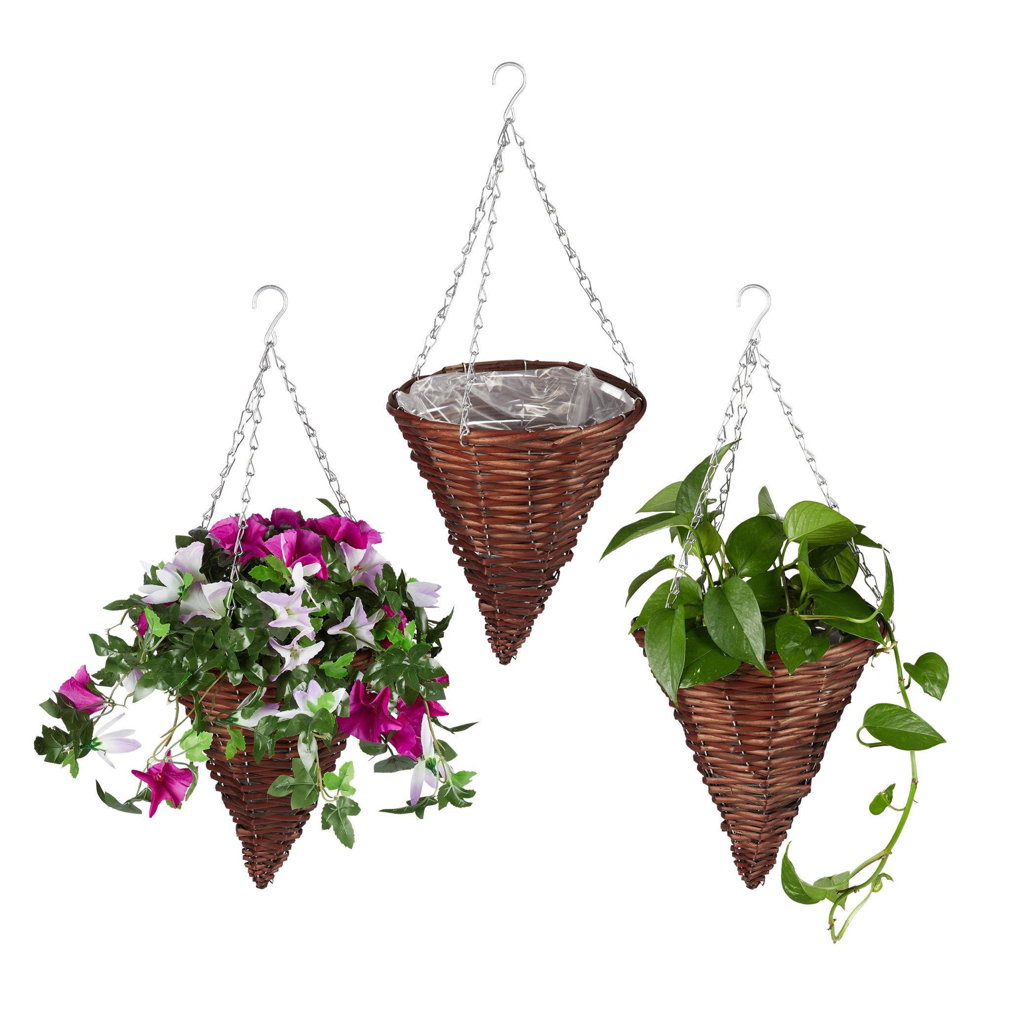 Geflochtene Blumenampel 3er-Set Braun von Relaxdays