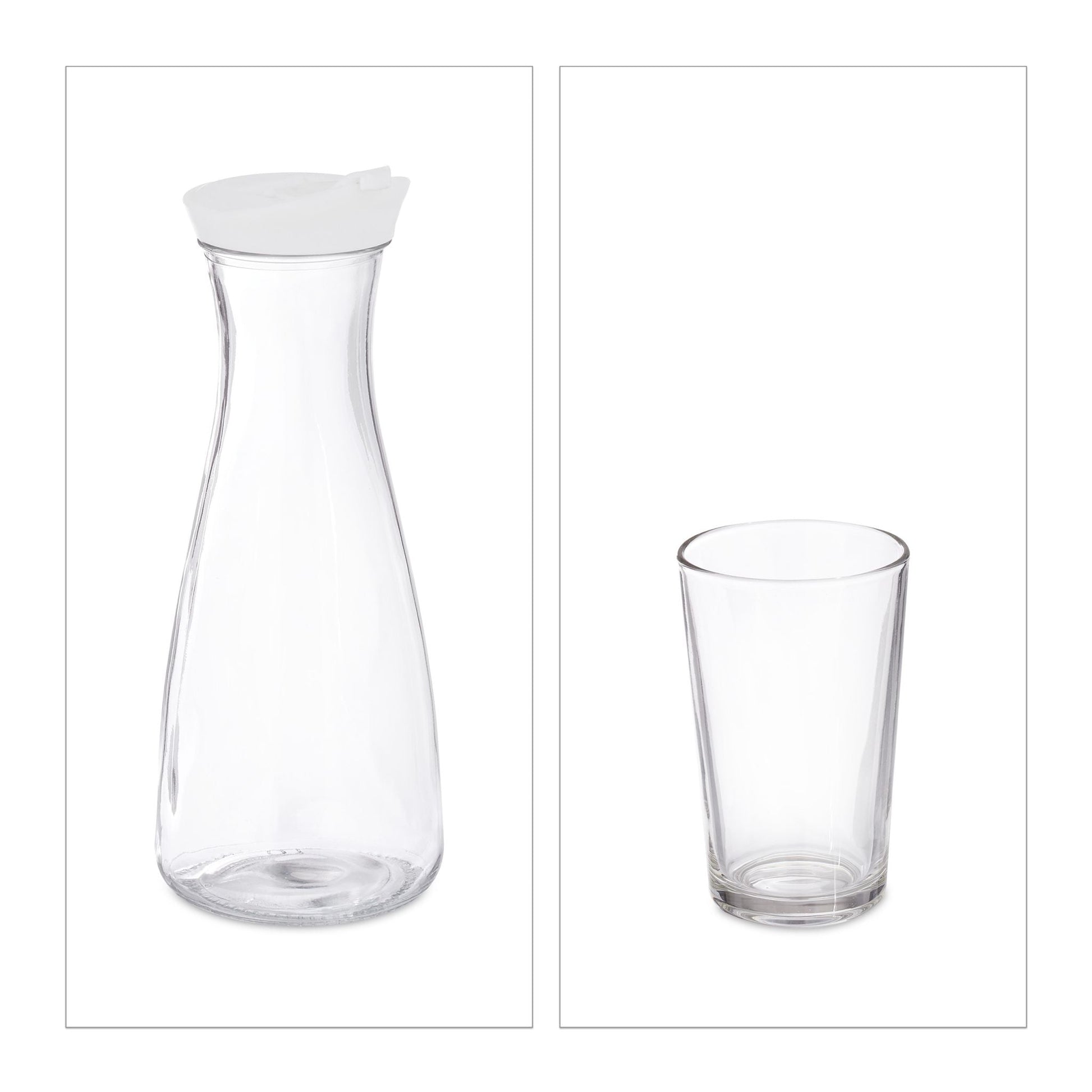 Wasserkaraffe Set mit Gläsern Weiss-Transparent von Relaxdays