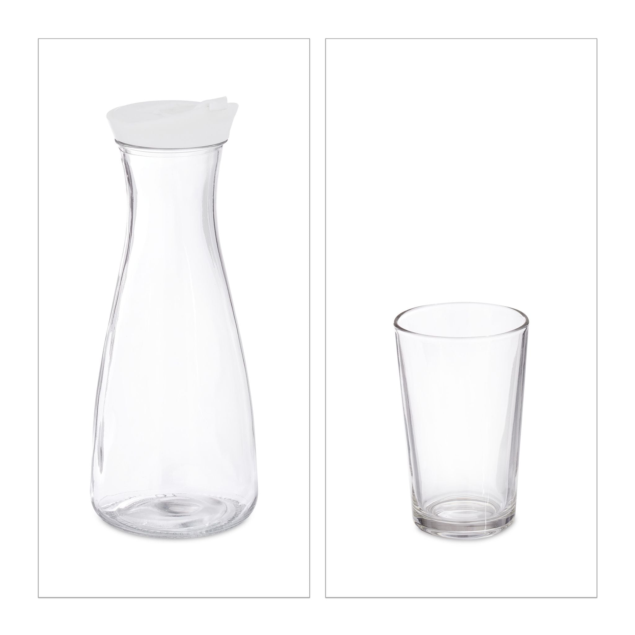 Wasserkaraffe Set mit Gläsern Weiss-Transparent von Relaxdays