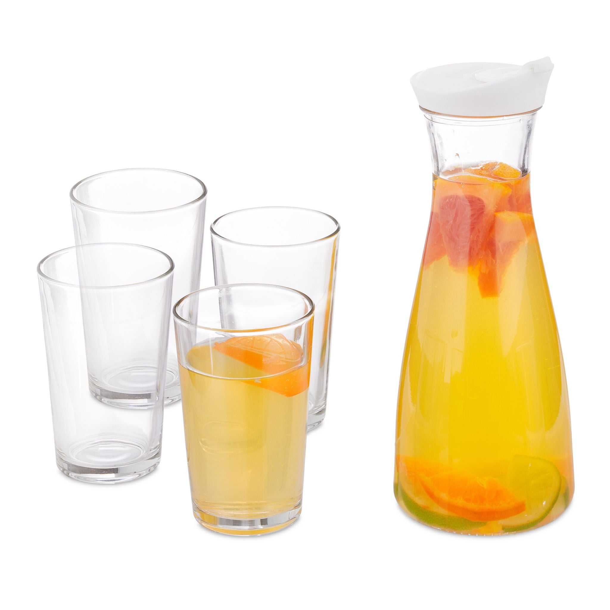 Wasserkaraffe Set mit Gläsern Weiss-Transparent von Relaxdays