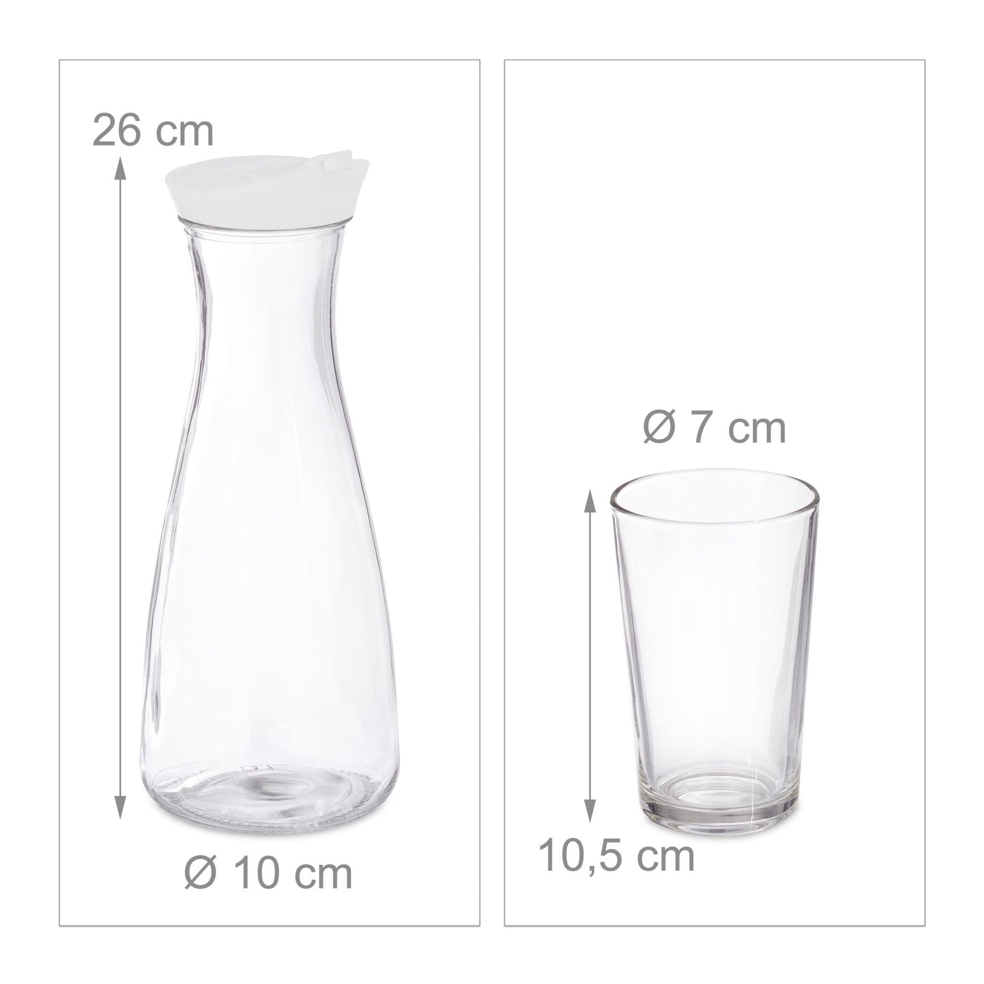Wasserkaraffe Set mit Gläsern Weiss-Transparent von Relaxdays