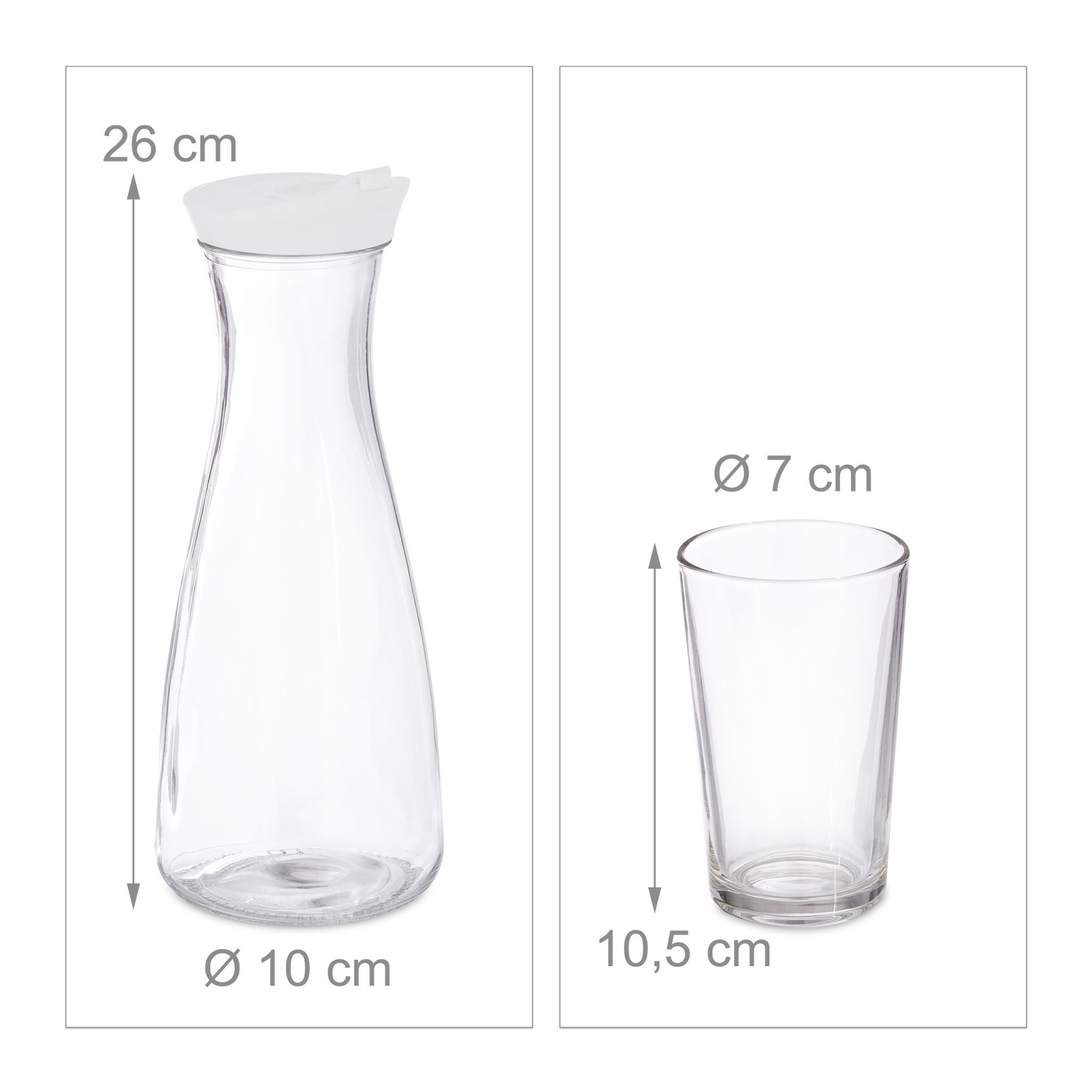 Wasserkaraffe Set mit Gläsern Weiss-Transparent von Relaxdays