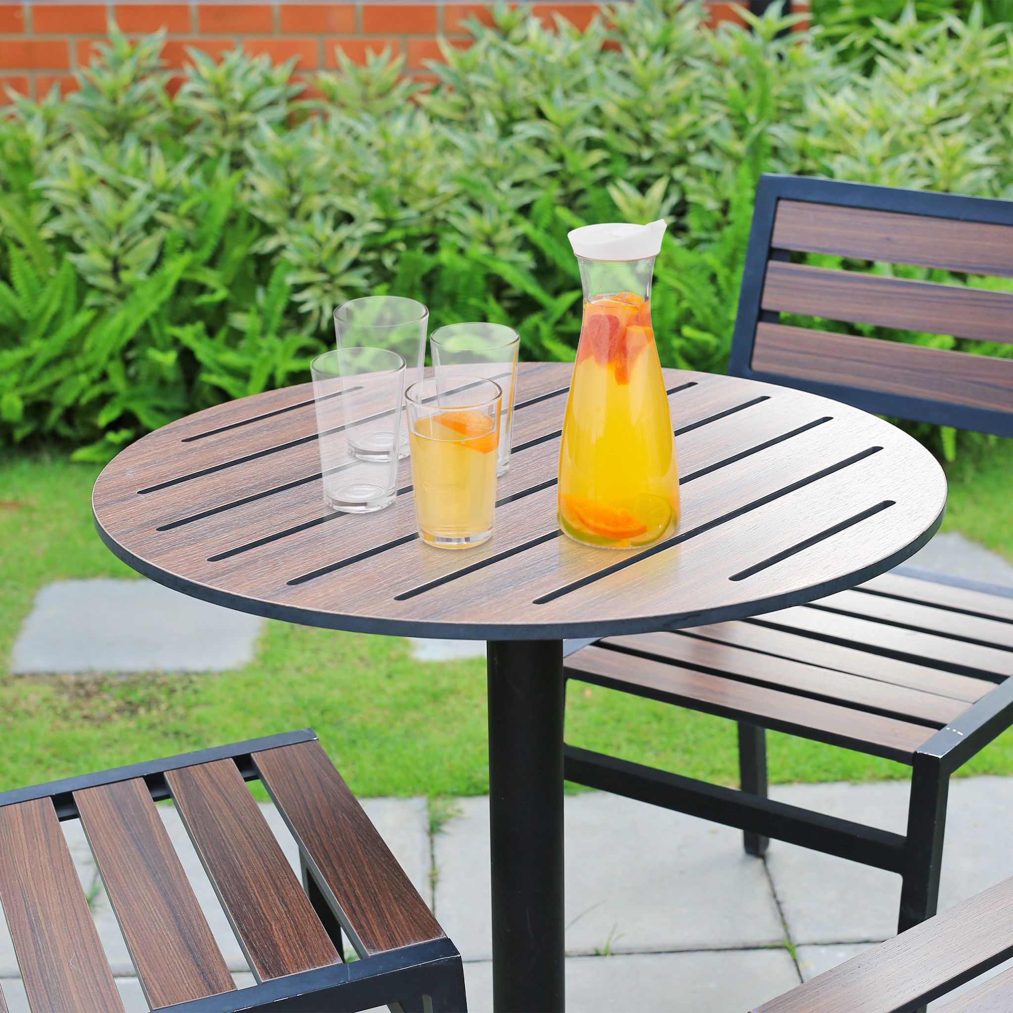 Wasserkaraffe Set mit Gläsern Weiss-Transparent von Relaxdays