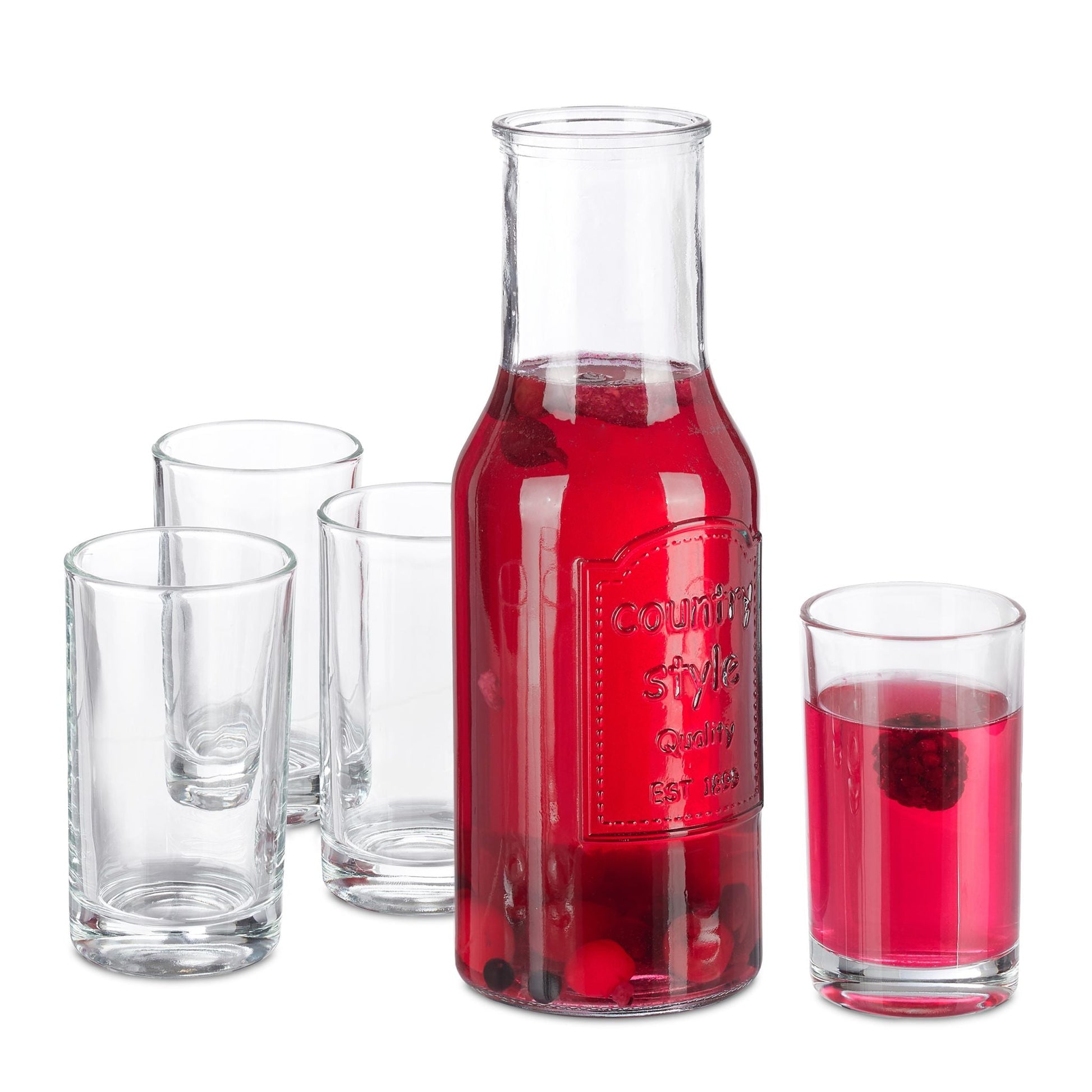 Wasserkaraffe Set mit Gläsern Transparent von Relaxdays
