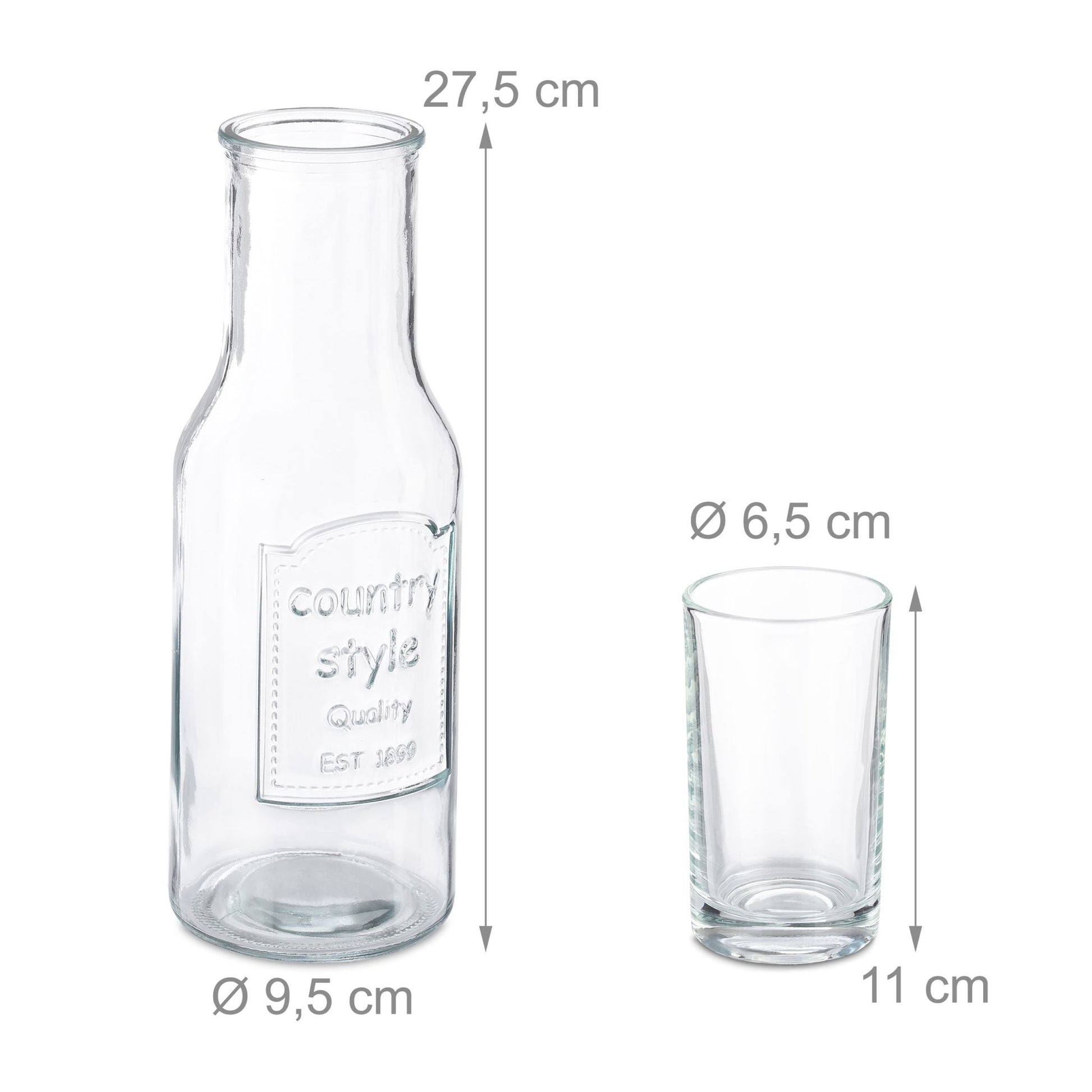 Wasserkaraffe Set mit Gläsern Transparent von Relaxdays