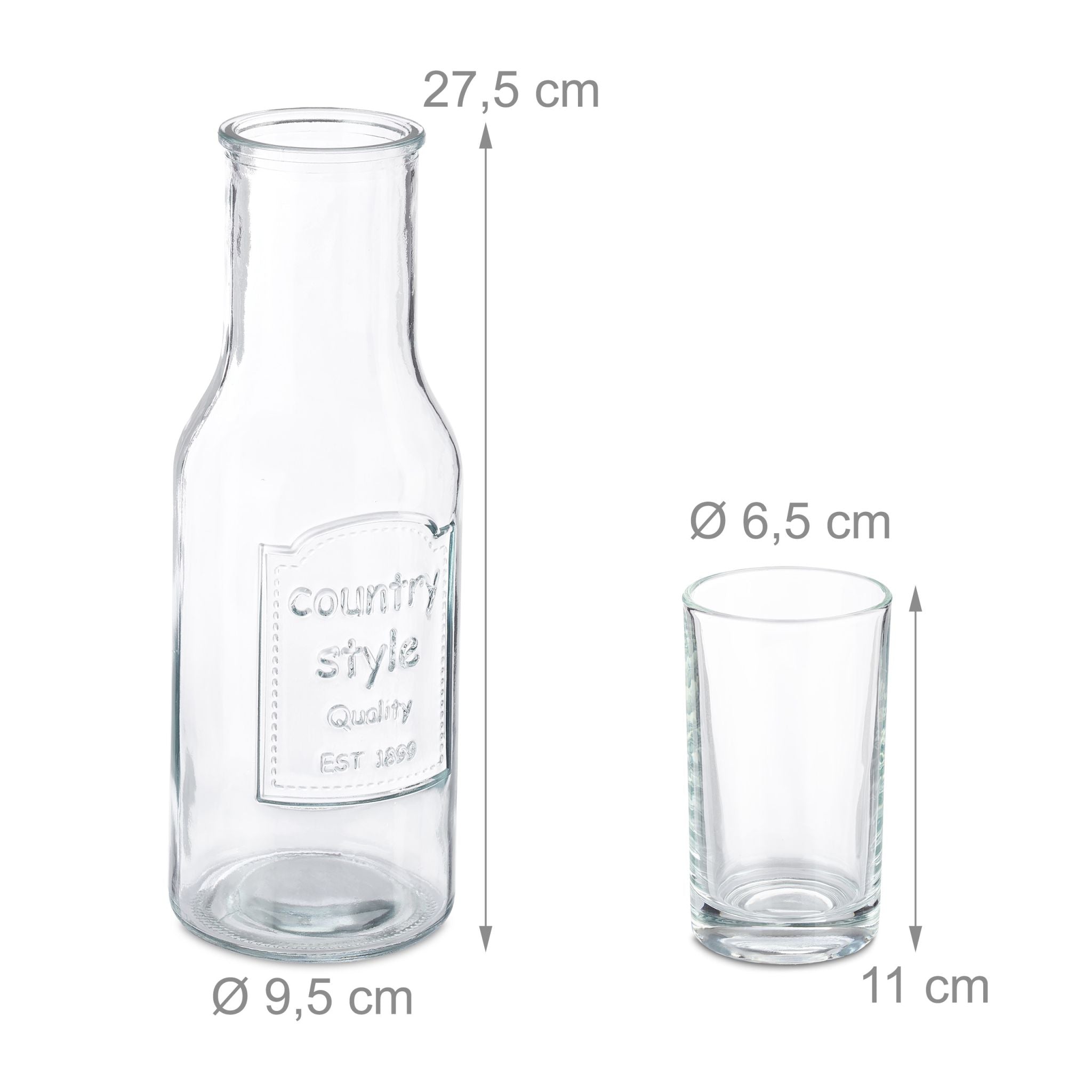 Wasserkaraffe Set mit Gläsern Transparent von Relaxdays