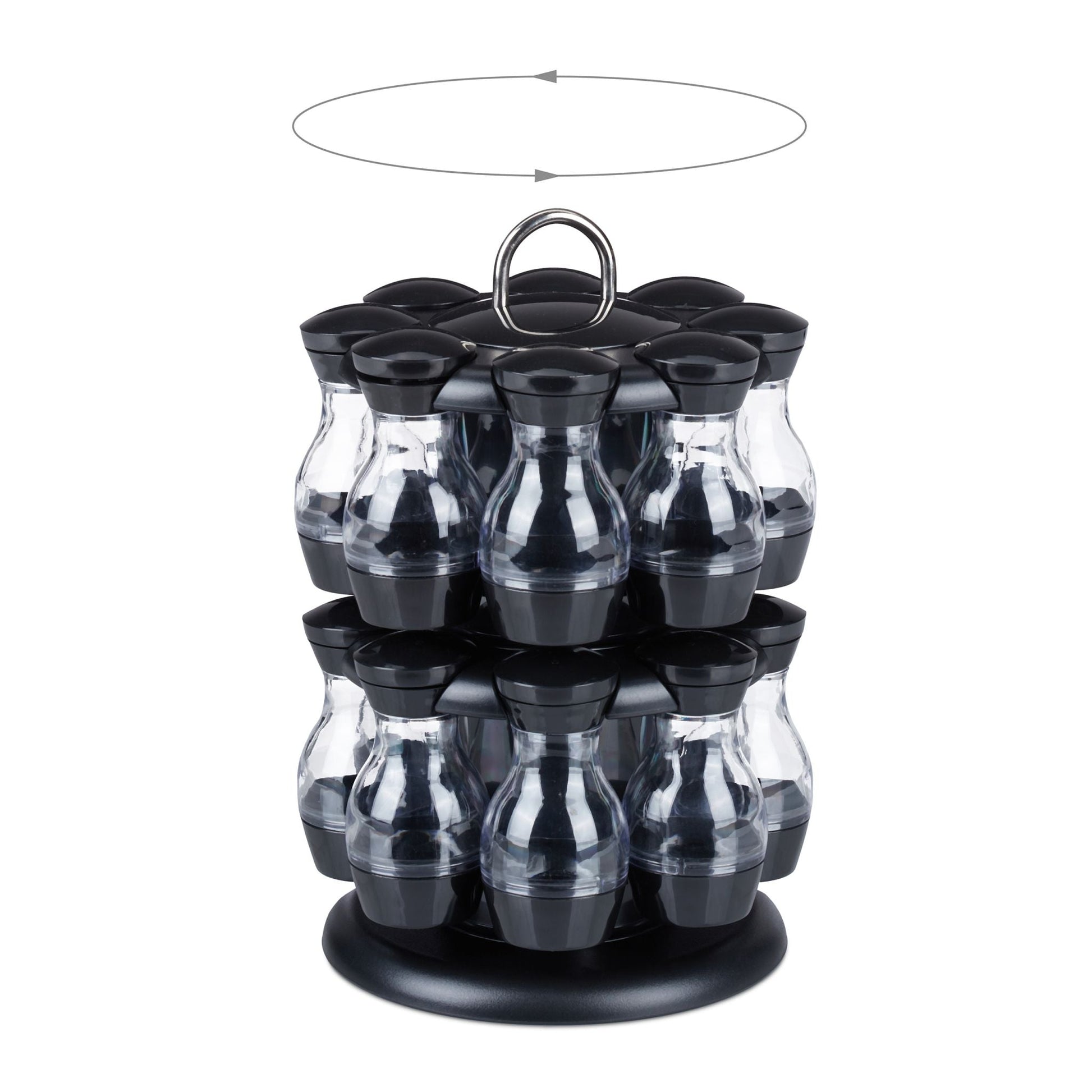 Gewürzkarussell mit 16 Gläsern Schwarz-Silber-Transparent von Relaxdays
