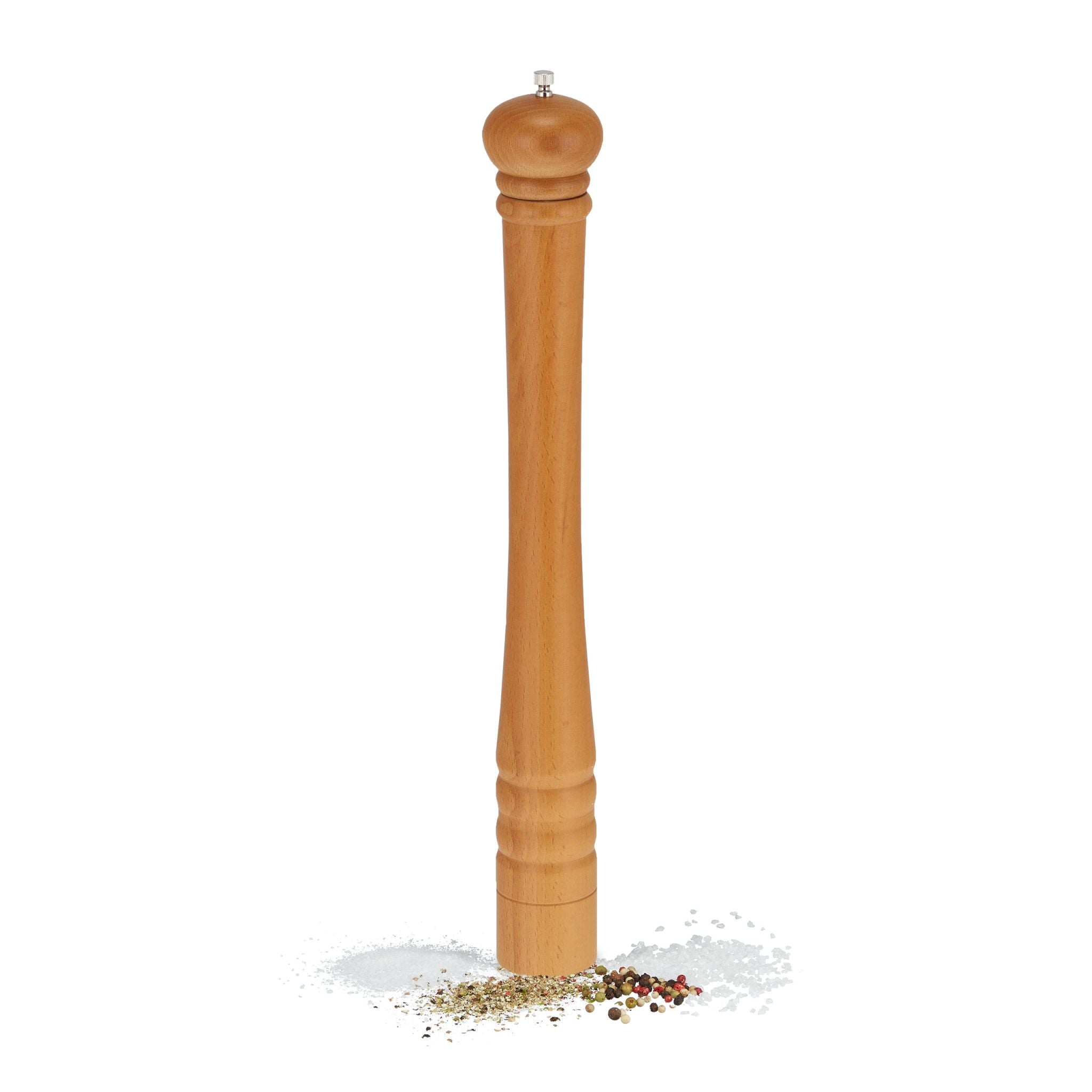 Salz- und Pfeffermühle XXL Holz Hellbraun-Silber von Relaxdays
