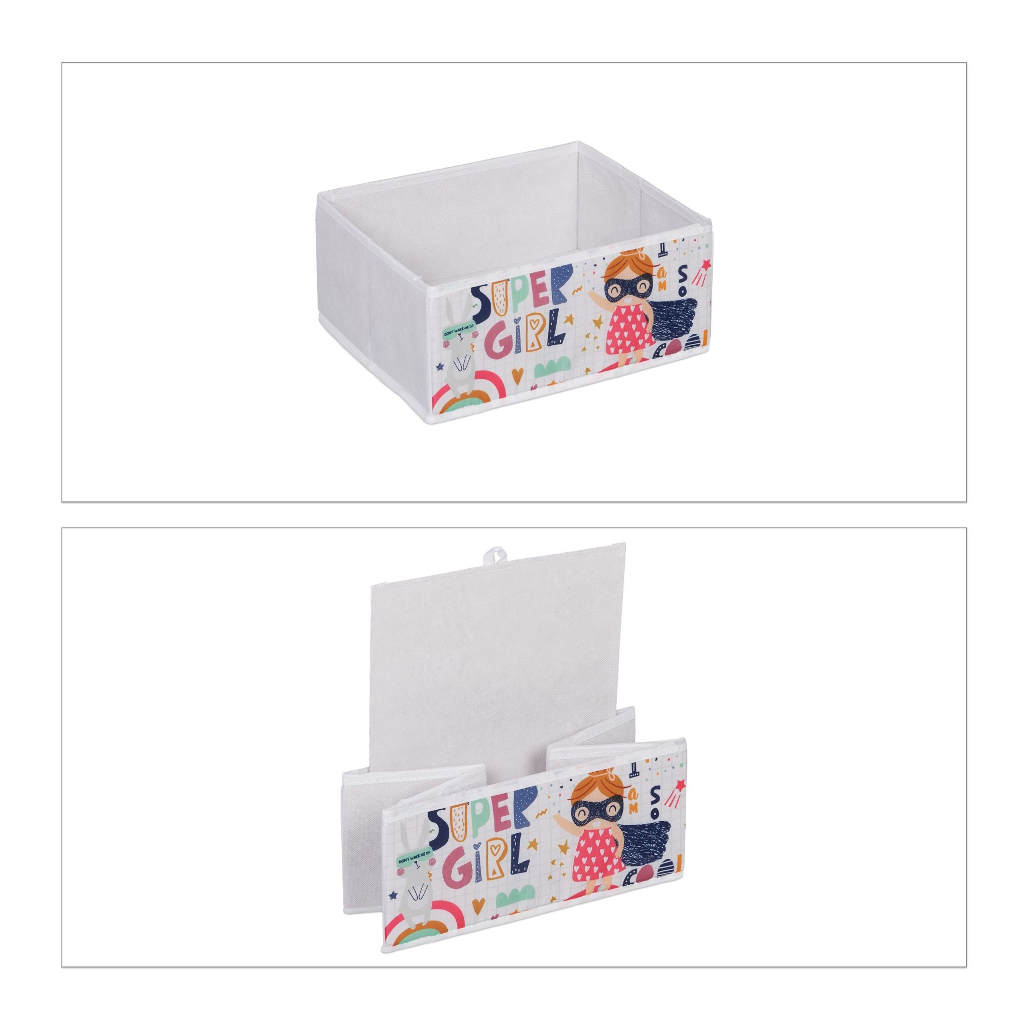 Kinderregal mit 6 Aufbewahrungsboxen Weiss-Grün-Rosa von Relaxdays